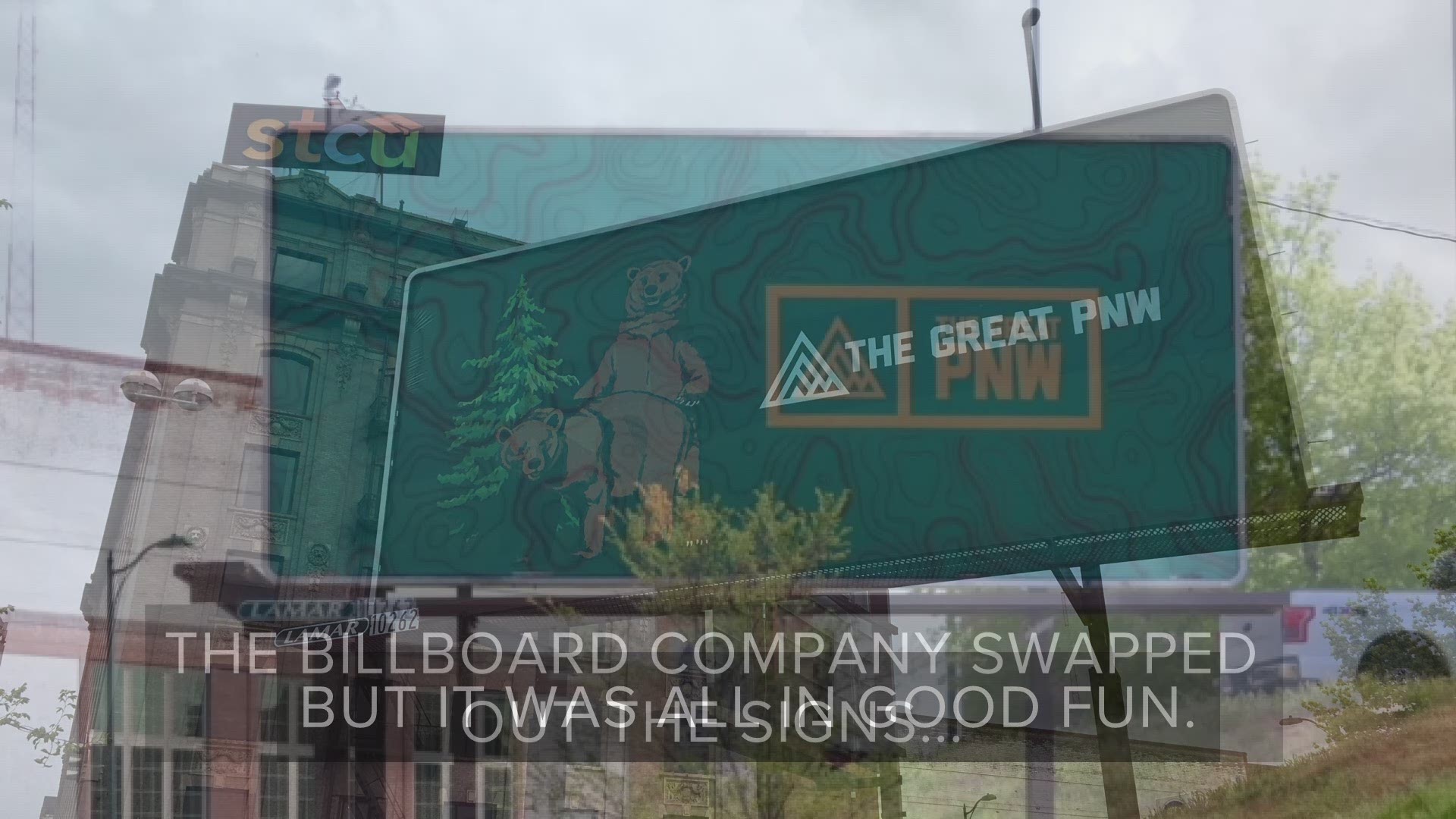 Company Makes Commemorative T Shirts Of Mating Bears Featured On Downtown Spokane Billboard 