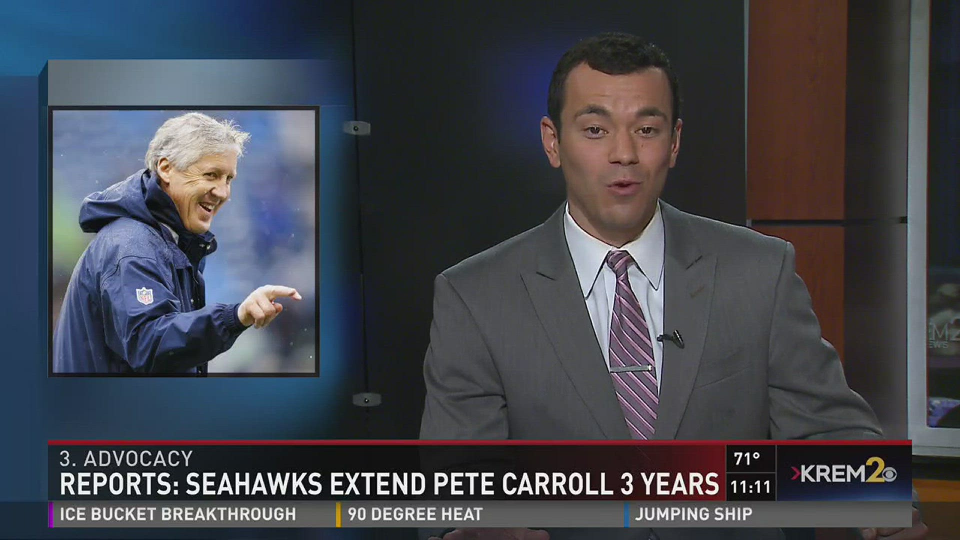 ESPN's Adam Schefter reports that the Seattle Seahawks will sign a three-year extension with current head coach Pete Carroll.