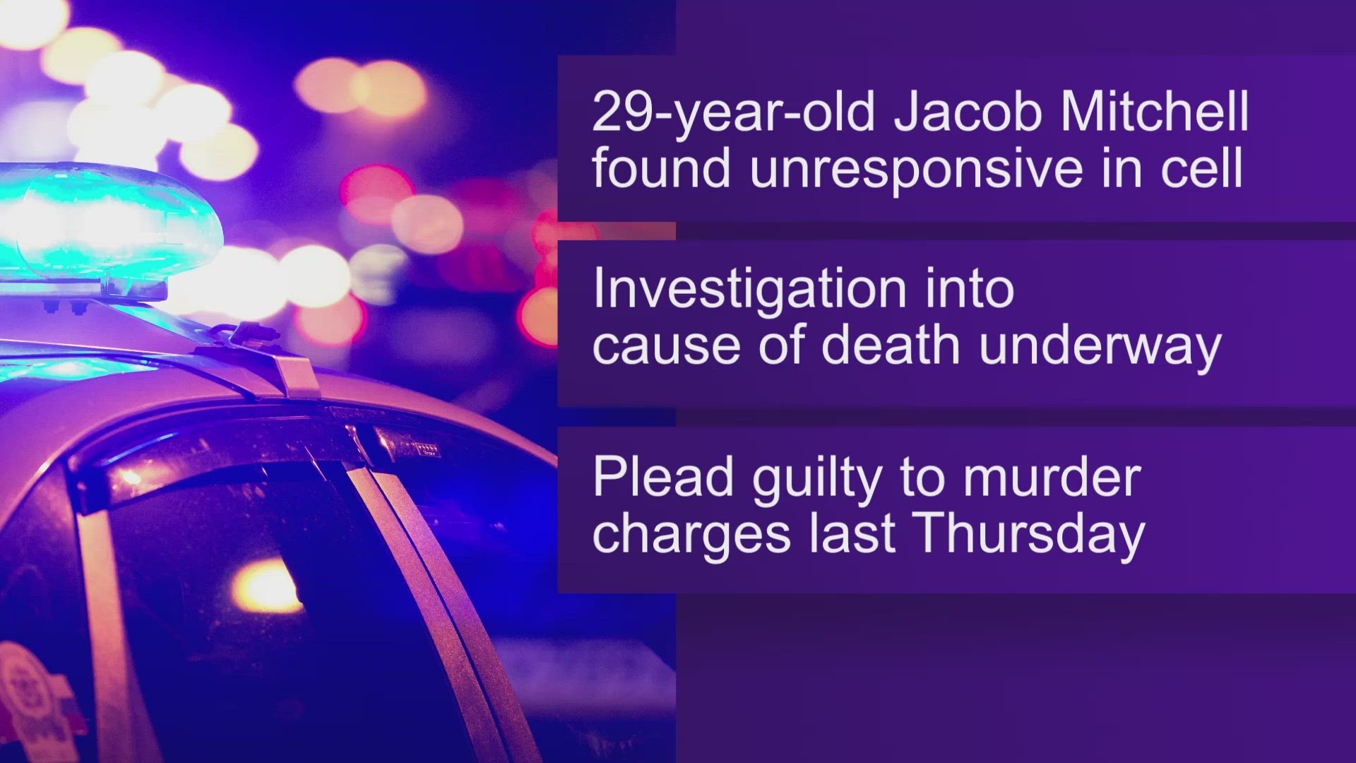 Jacob Mitchell was arrested in 2022 for killing his mother. He pleaded guilty to the charges on March 30, six days before he was found dead in his cell.