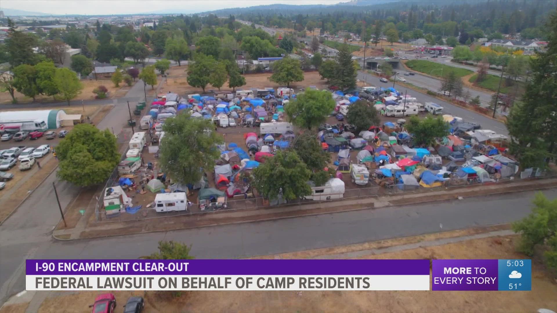 The lawsuit was filed by Jewel's Helping Hands to protect occupants on the homeless encampment on I-90 against being arrested.