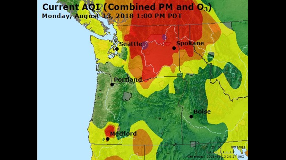 Air quality unhealthy in Spokane, North Idaho on Monday