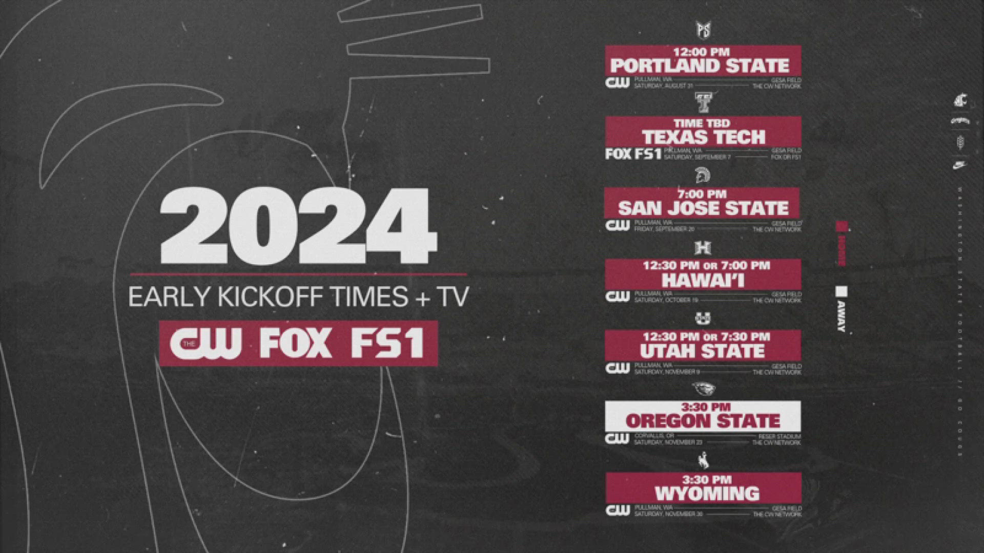 The Cougs games that will air on the CW include: Portland State, San Jose State, Hawaii, Utah State, Oregon State and Wyoming.