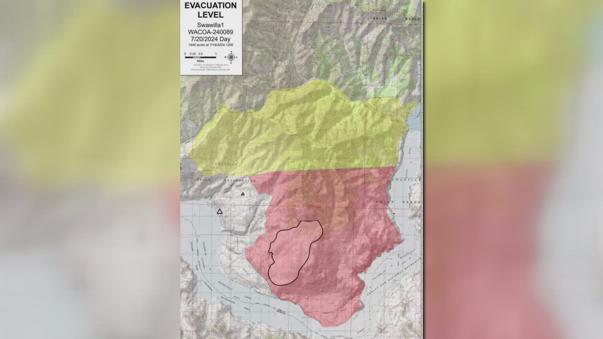 The Swawilla Fire south of Keller has caused evacuations and the Keller Ferry to close.