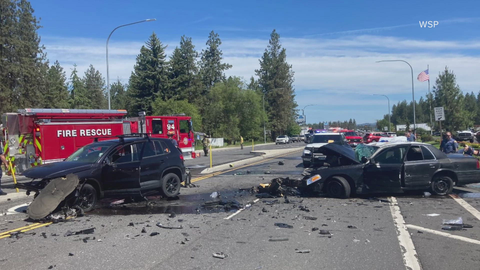 According to WSP, a trooper was in pursuit of a stolen car and disengaged one and a half miles before the crash.