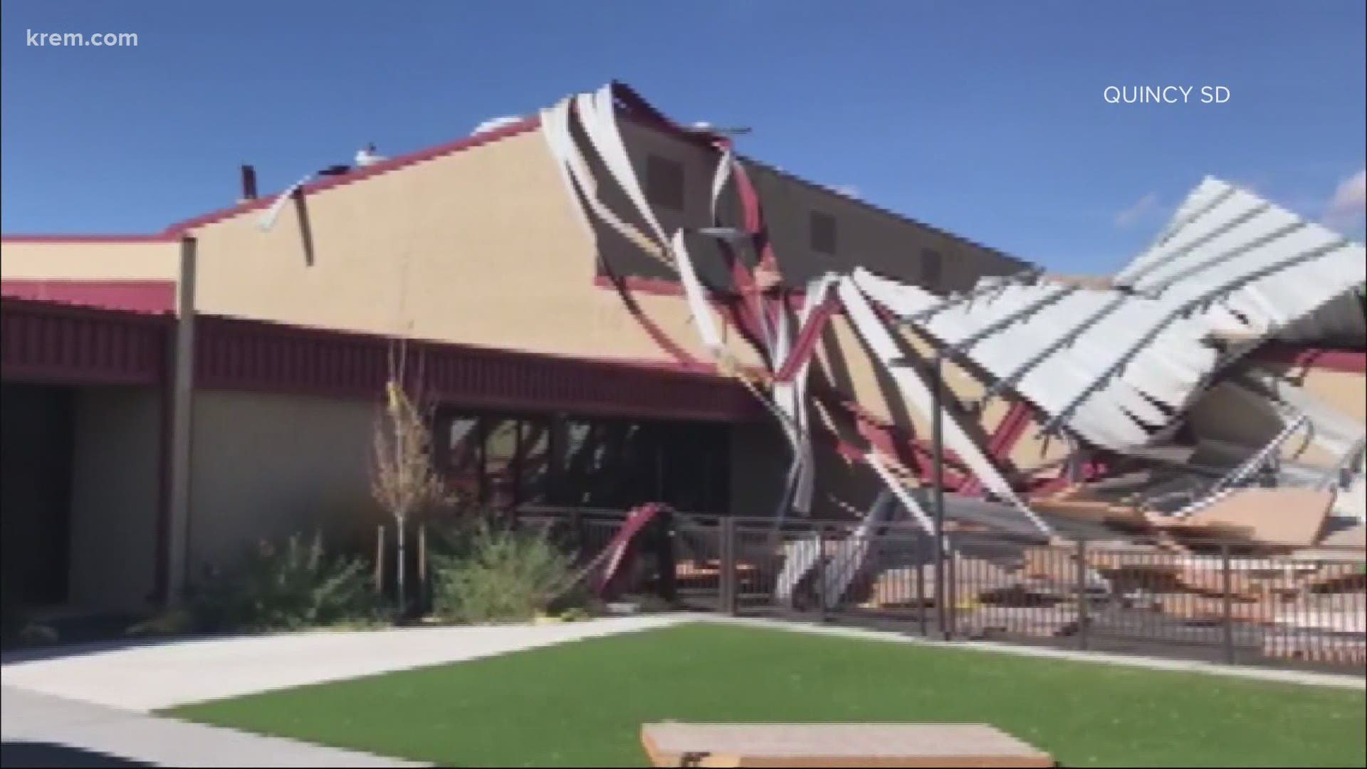 Teachers were inside Ancient Lake Elementary School when the roof blew off but no one was hurt.