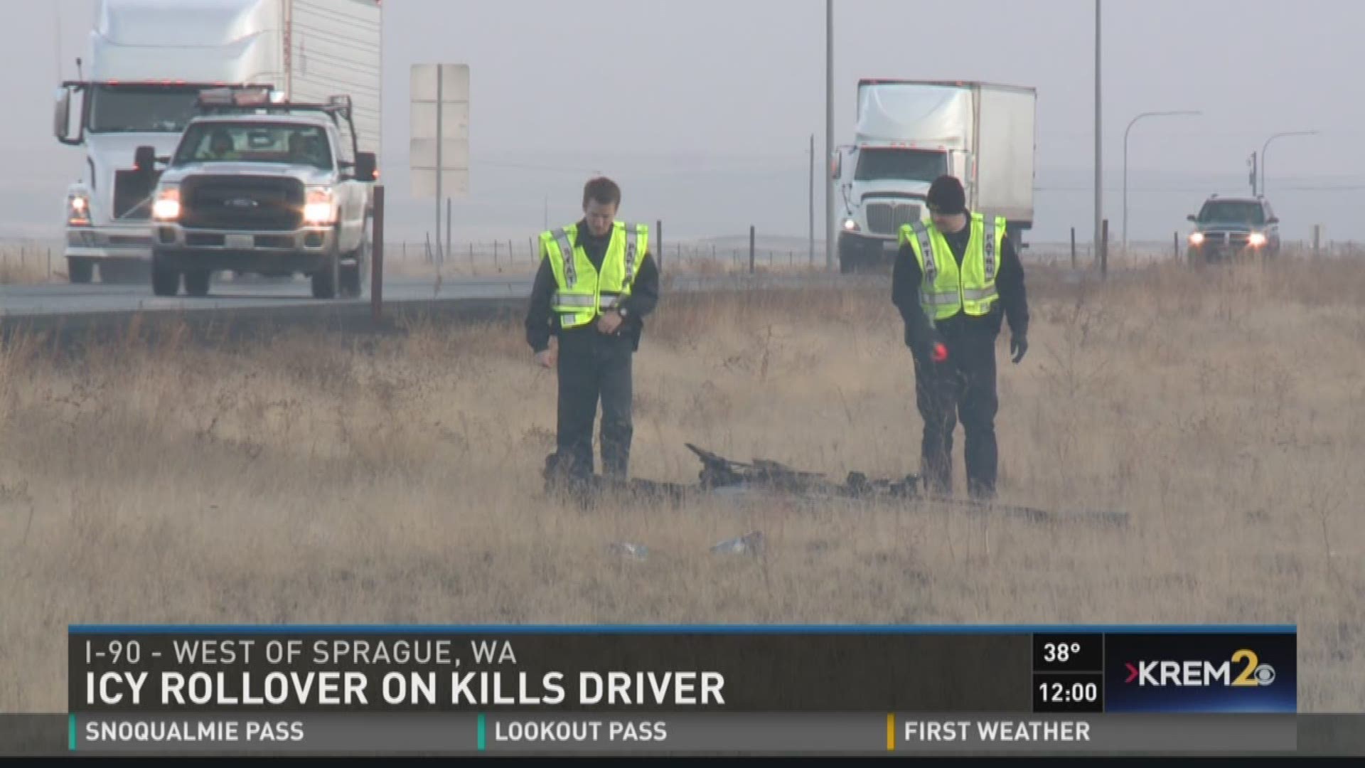 Troopers say the man lost control apparently trying to pass a semi on the icy highway a little after six this morning.