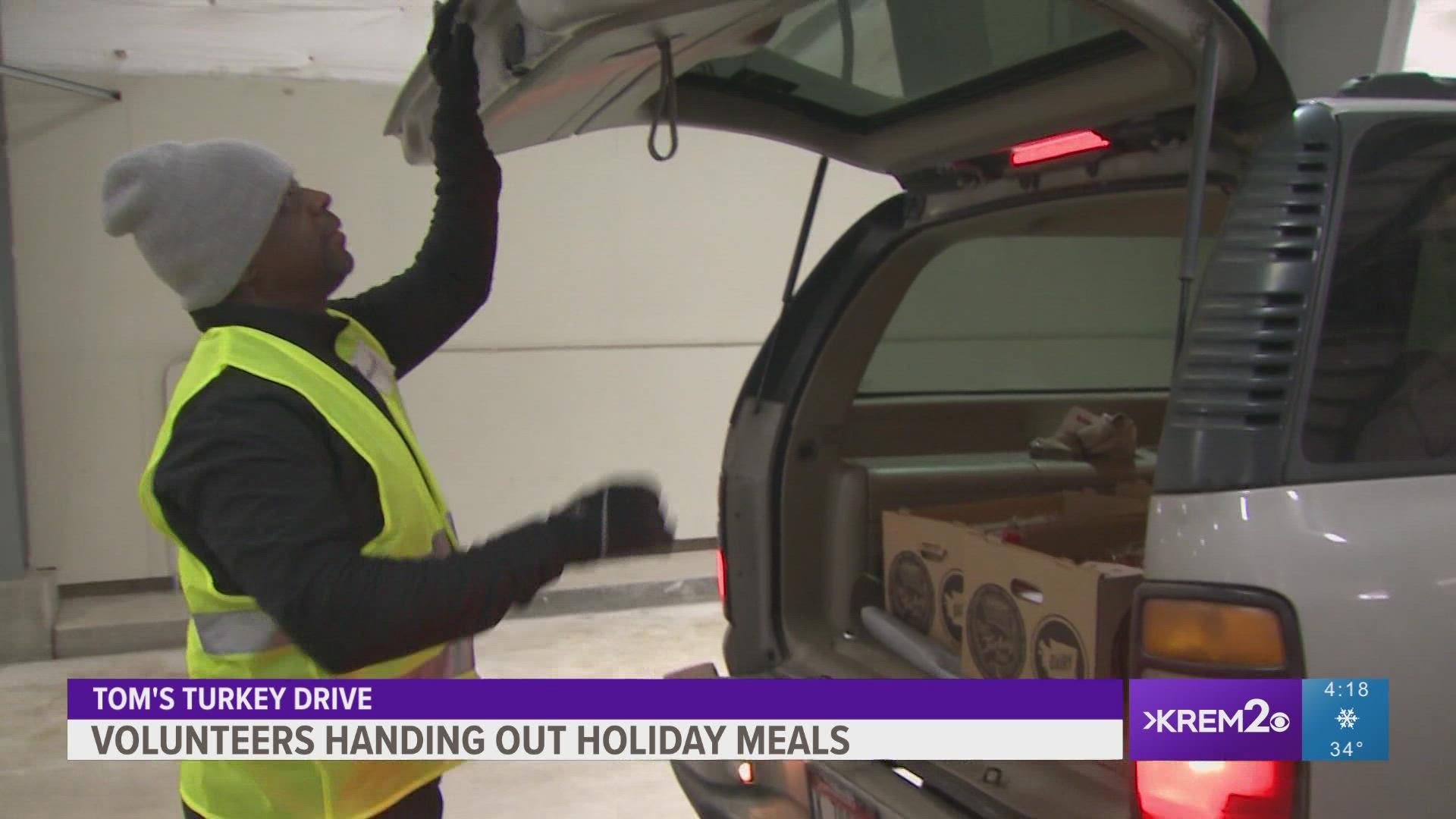 Second Harvest helped gather and distribute Thanksgiving dinners for Tom's Turkey Drive.
