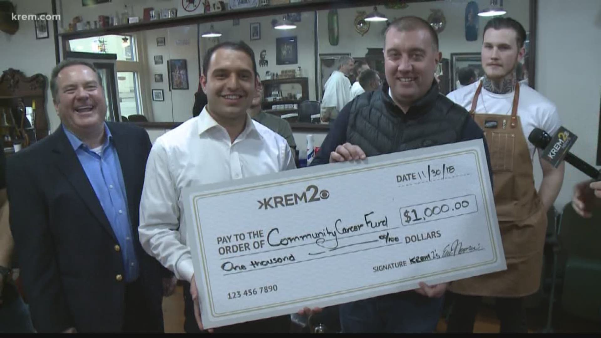 He will now have a $1,000 check in his name presented to the Community Cancer Fund, earmarked for prostate cancer.