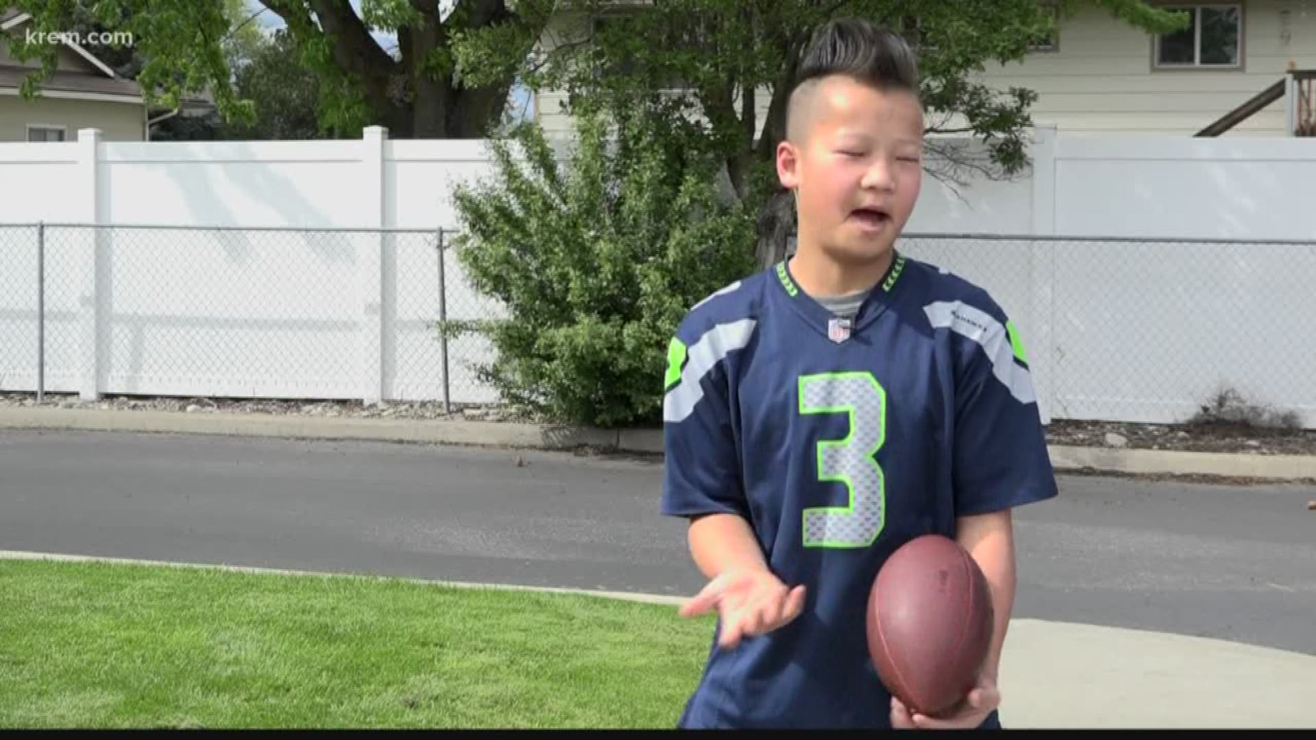 Mike Lucas, 14, is missing the lower portion of both of his legs but he has big football dreams. He is a diehard Seahawks fan and this season he will be watching even closer because of Griffin.