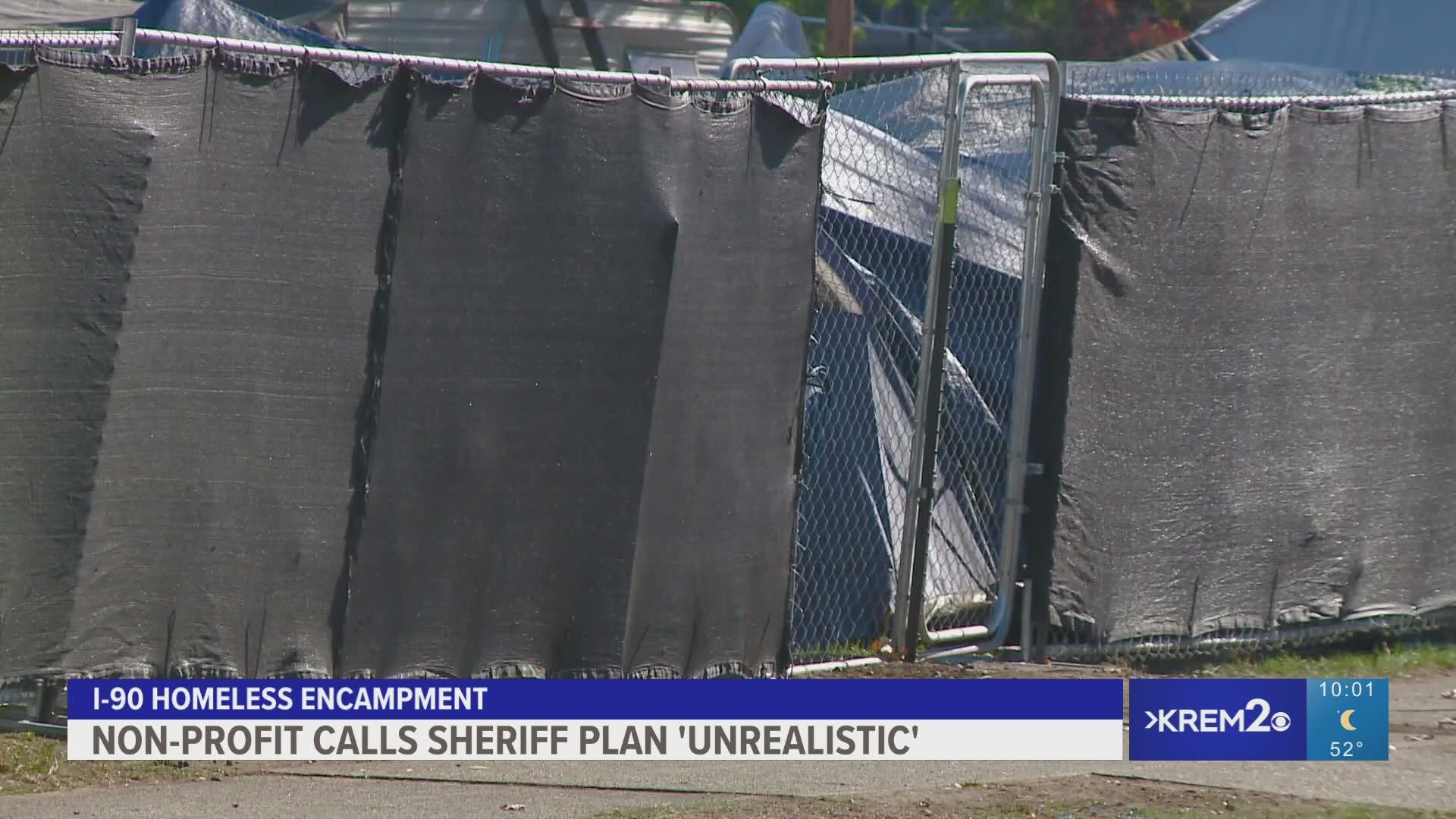 The non-profit says the mid-November deadline set by Sheriff Ozzie Knezovich to clear out the camp is "absolutely unrealistic."