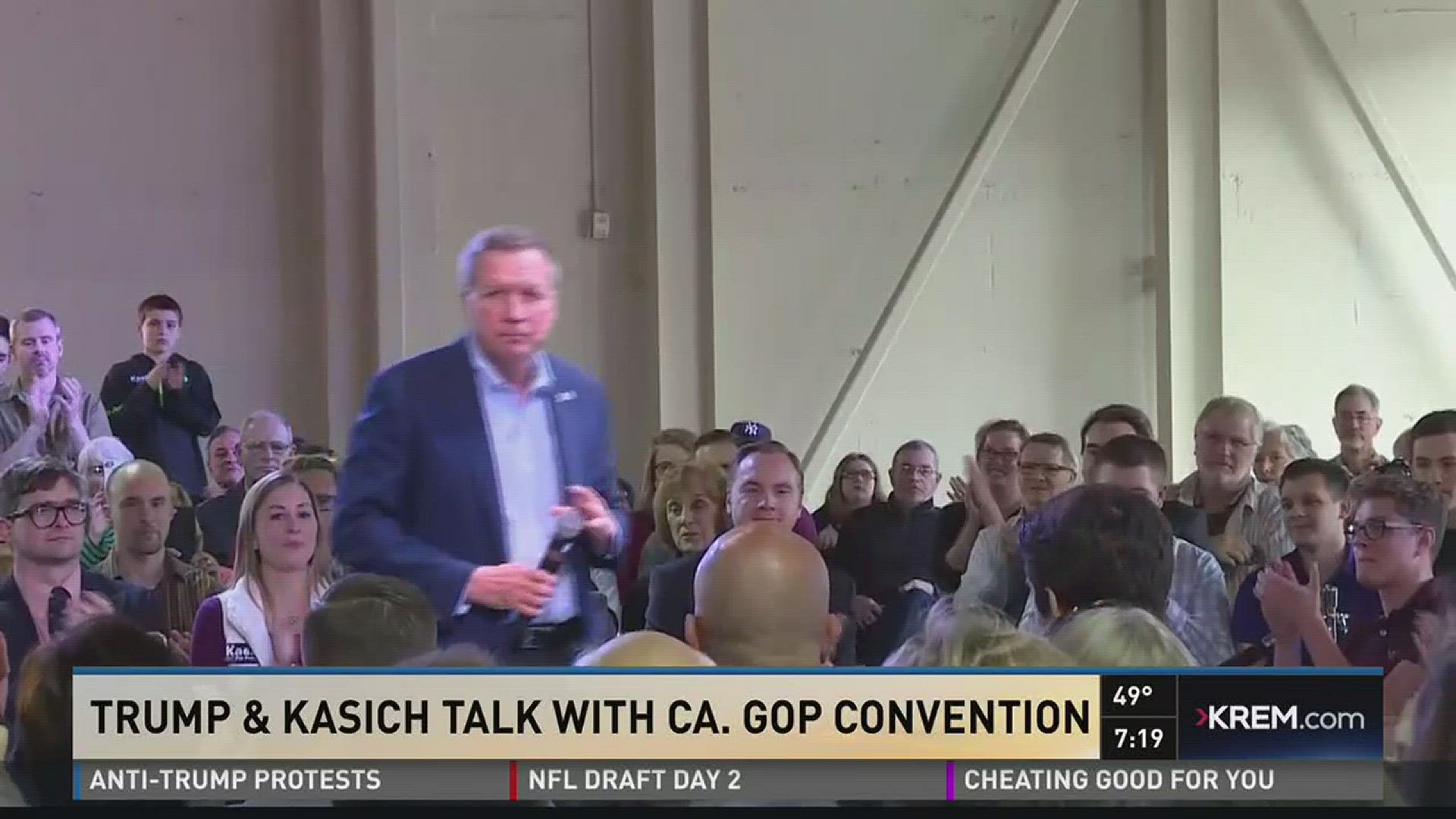 Donald Trump and John Kasich will address California's GOP Convention today while Ted Cruz speaks tomorrow.