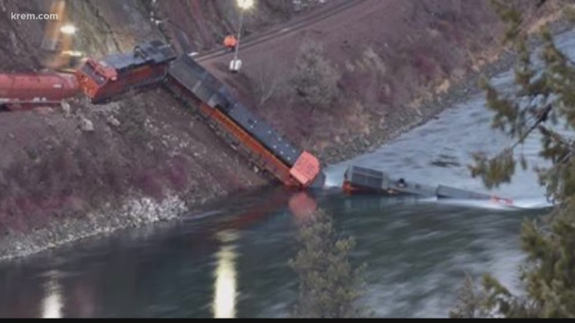 Two crew members have been rescued and are safe after a train derailed in the Kootenai River. The engine is confirmed to be in the river.