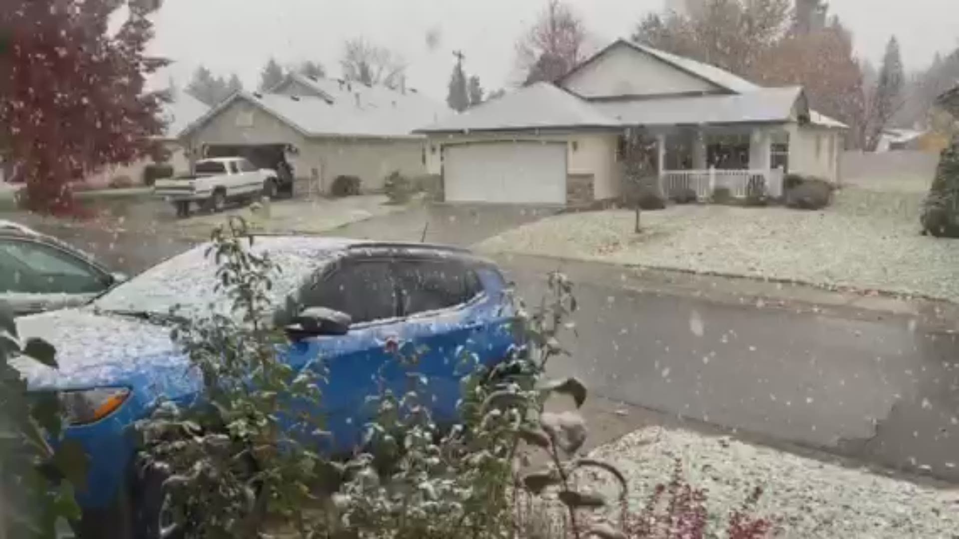 Gary Guthrie in Post Falls sent KREM 2 this video of snow really coming down there the morning of October 26, 2019.