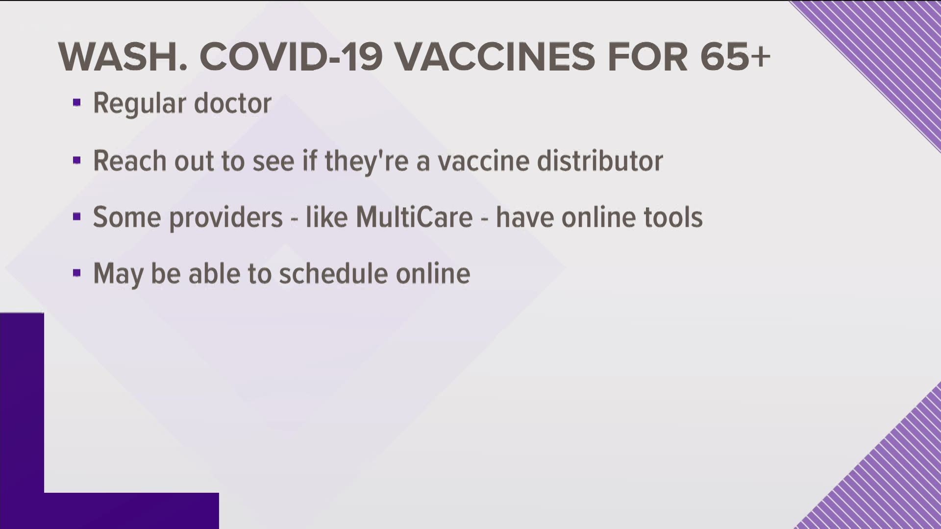 There are many options for those 65 and older to schedule a COVID-19 vaccine appointment. KREM's Ian Smay breaks them down.