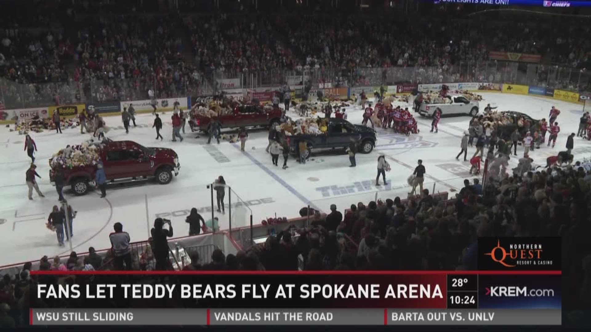 The Chiefs had a great return to the arena as 6,829 teddy bears hit the ice in Spokane's 9-2 win against Seattle