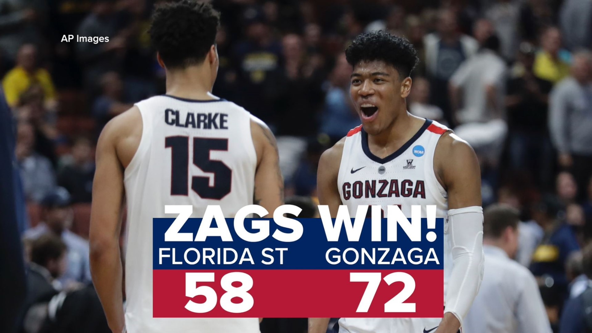 Gonzaga is in the Elite Eight for the fourth time in history following a 72-58 victory over Florida State in the opening West regional semifinal on Thursday night.
