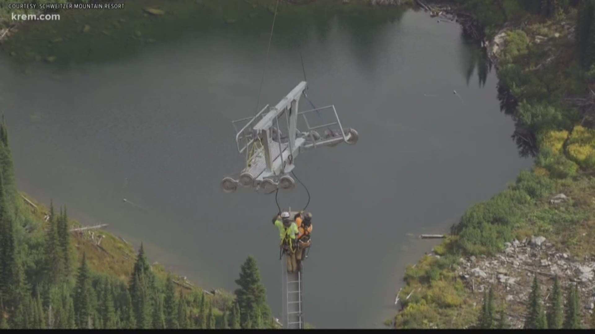 KREM's Taylor Viydo went to Schweitzer Mountain as crews installed new chair lifts. The lifts were installed using a helicopter to replace a 50 year old lift.