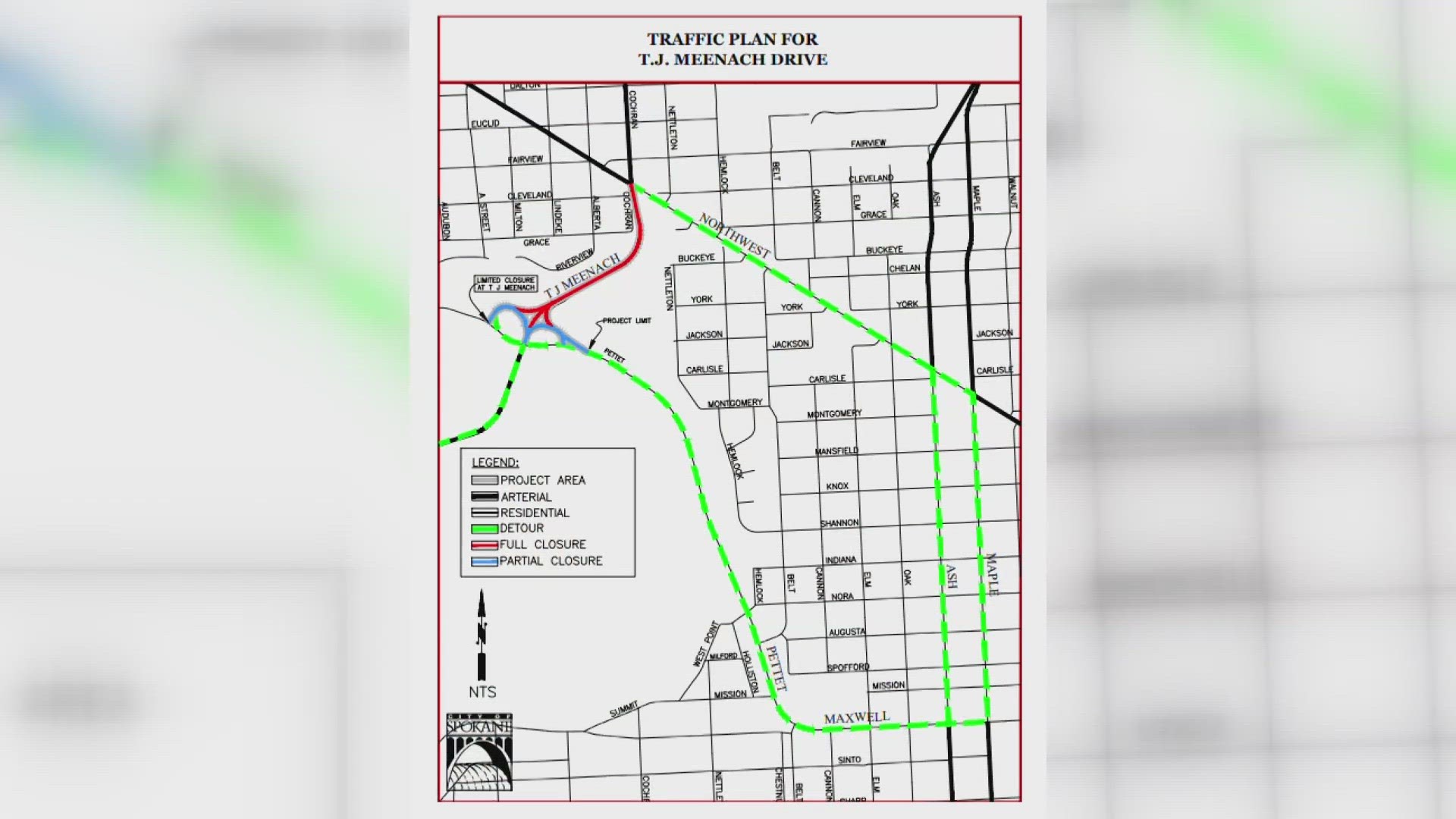 TJ Meenach Bridge in northwest Spokane closed from July 31Aug 4