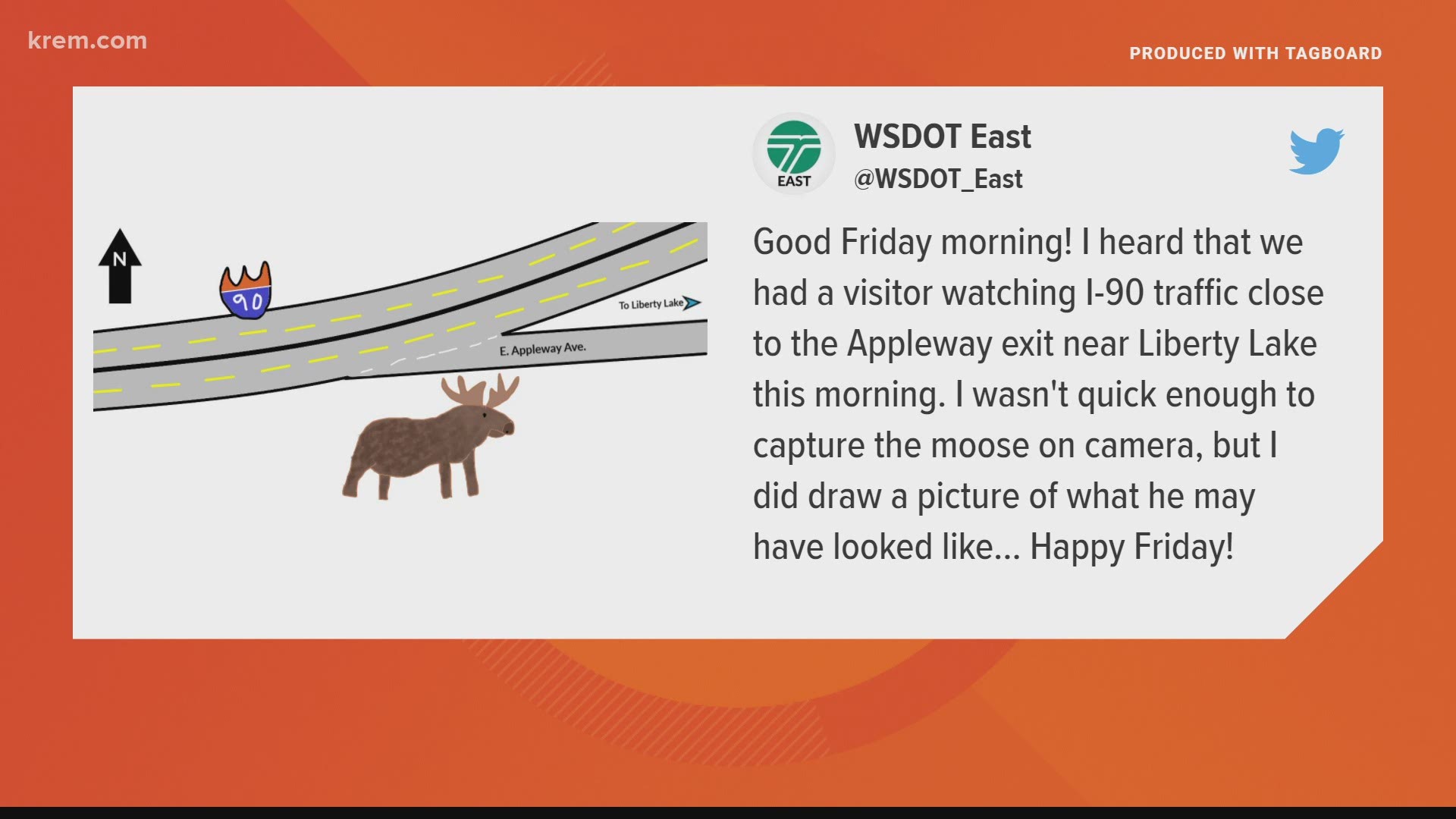 WSDOT announced the lanes have been cleared on I-90 after the moose sighting.