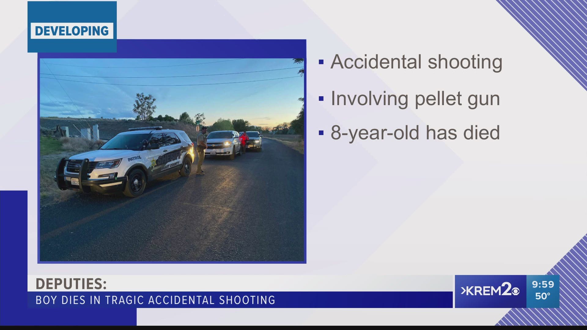 Authorities are investigating the shooting as a "terrible accident," Kyle Foreman with the Grant County Sheriff's Office said.