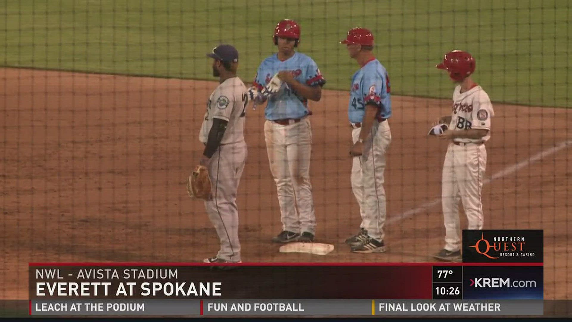 The Spokane Indians win the three-game series after beating Everett, 6-4, Thursday night.
