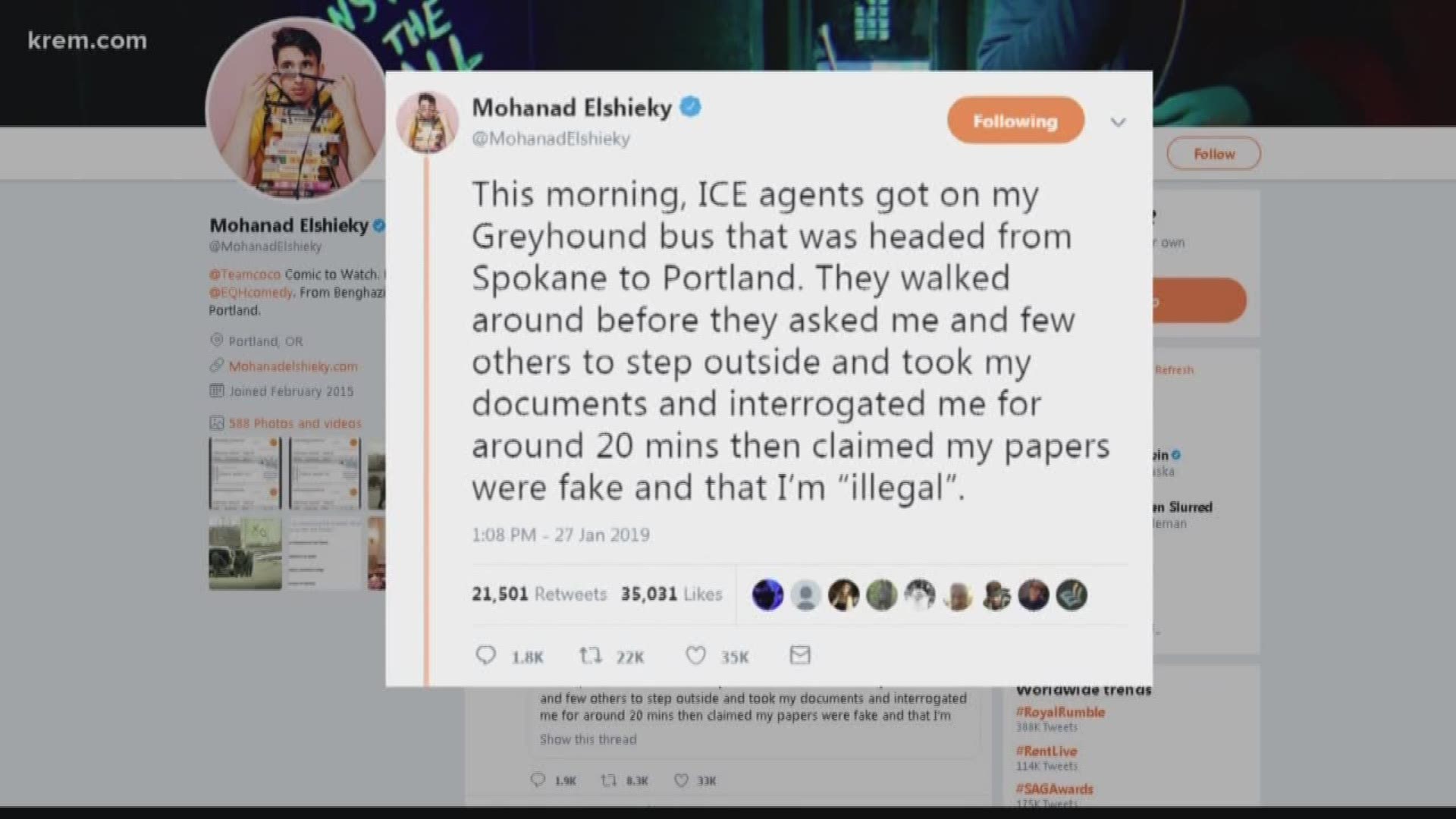 KREM 2 News Reporter Amanda Roley looks into the legality of Border Patrol agents asking for documentation of bus passengers in Spokane.