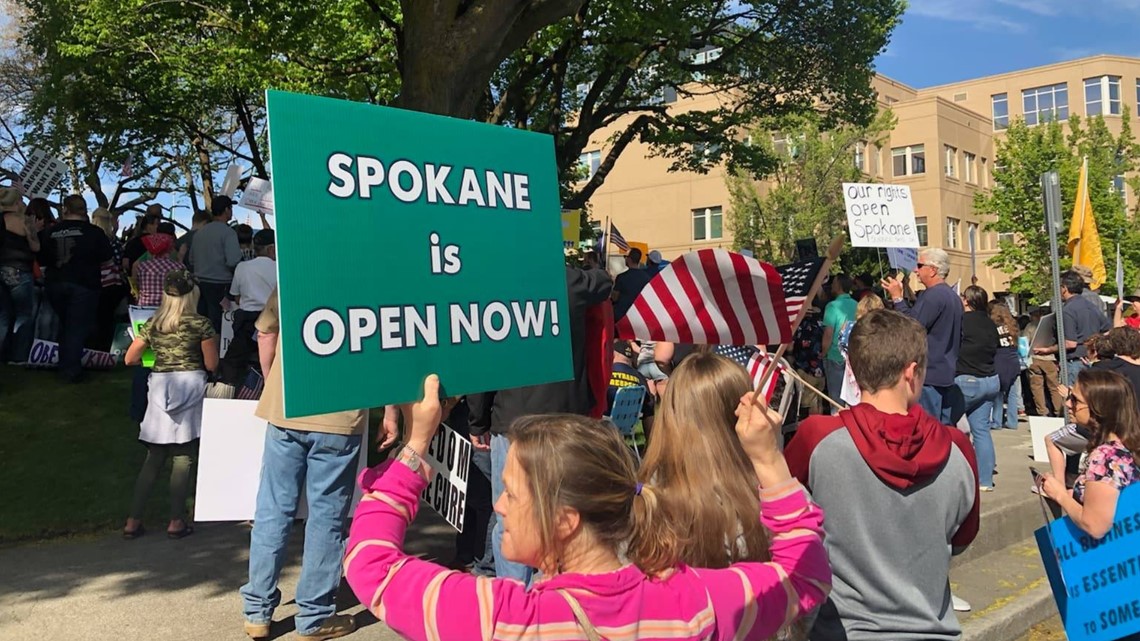 Hundreds of Spokane protesters rally against stayhome order