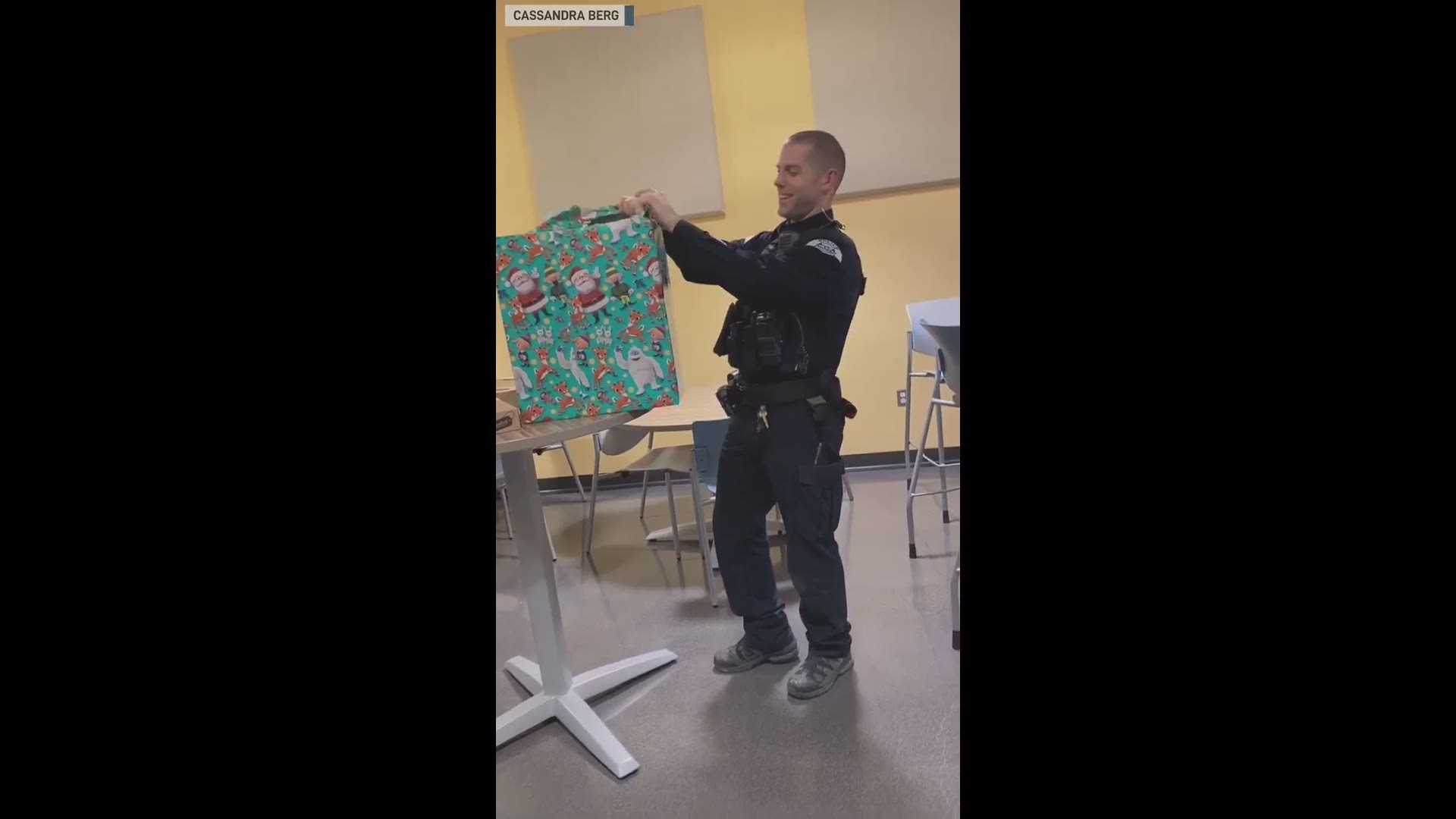 Officer Madsen received the gift from a family whose lives he touched. His K-9 Officer Lemon passed away in December after a medical crisis. (Video: Cassandra Berg)