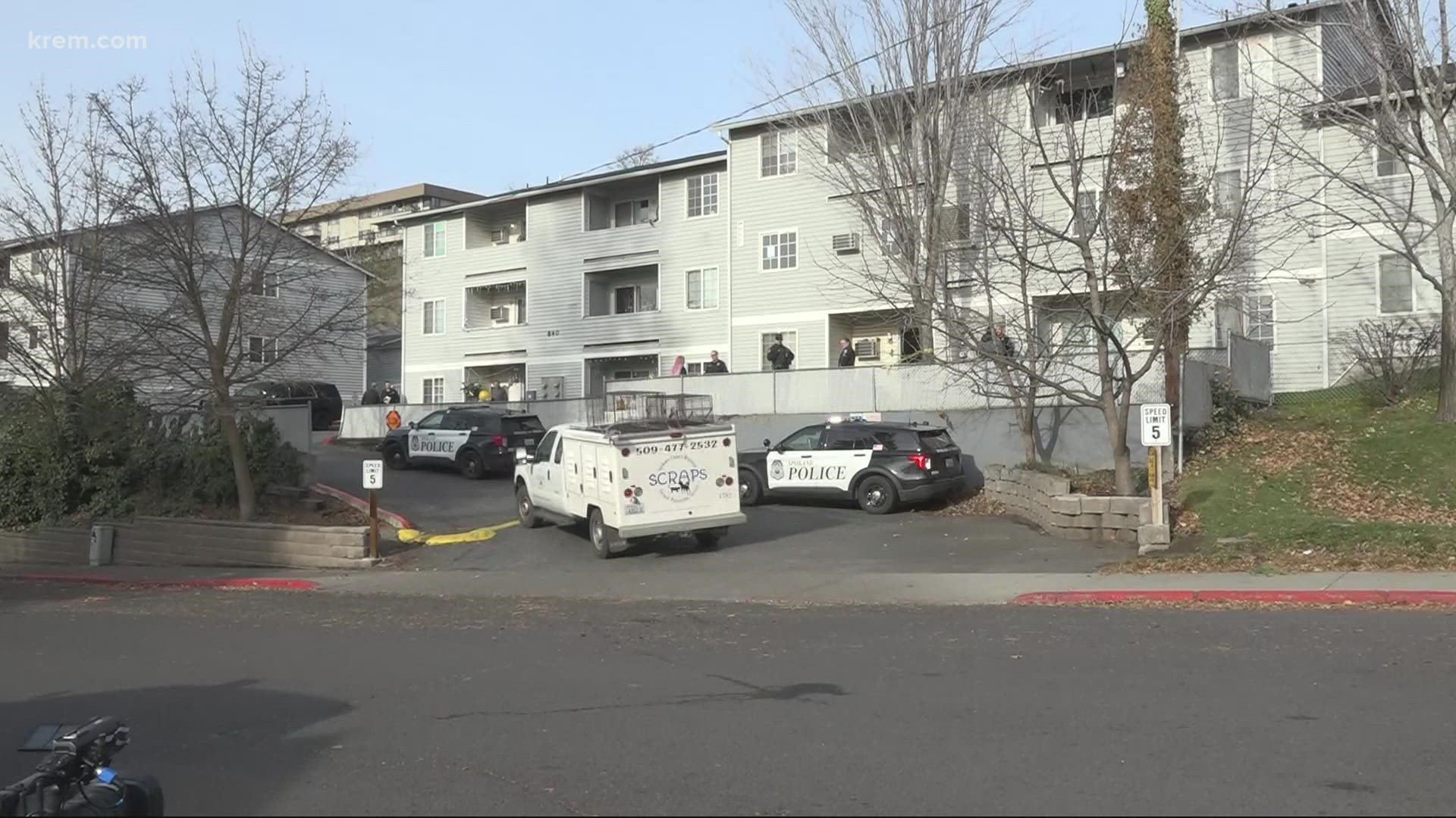 The shooting took place around 10:45 a.m. at the Northcliff Terrace Apartments in Spokane's Garland District.