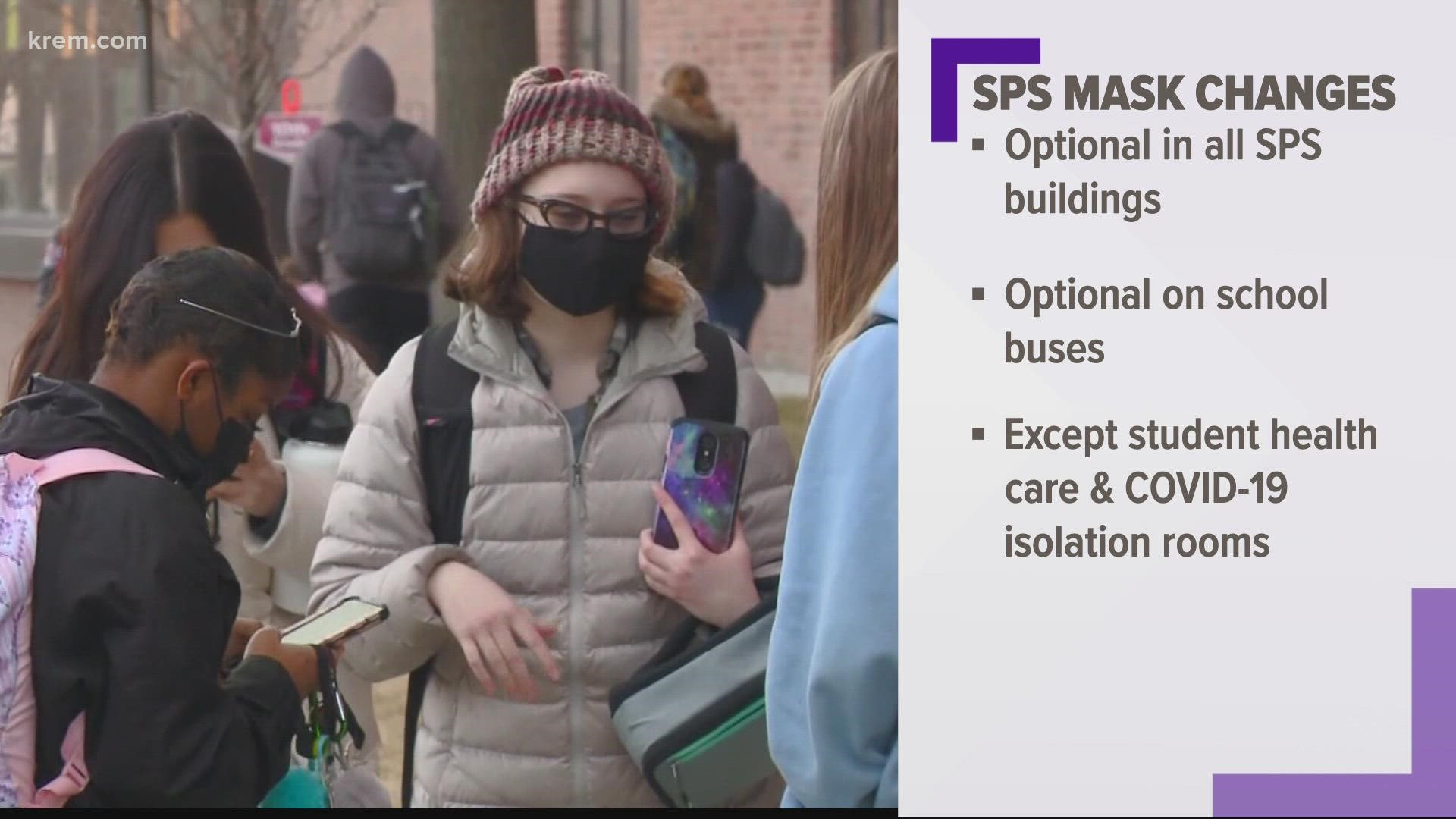 Starting Saturday, March 12, Spokane and Central Valley schools will be easing on their mask requirements.