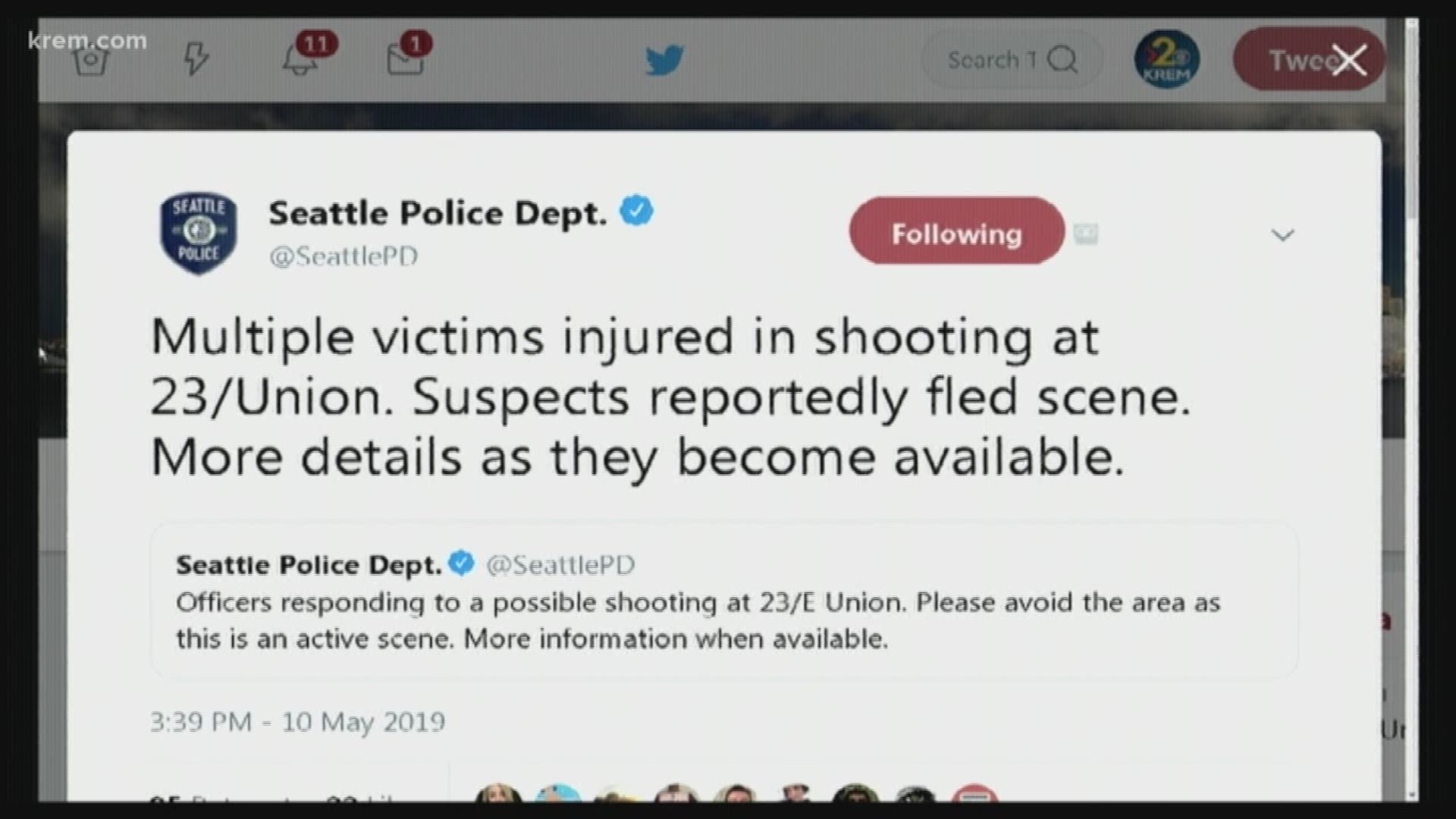 Multiple people were reportedly shot near the Capitol Hill in Seattle. Suspects fled the scene. This is a developing story.