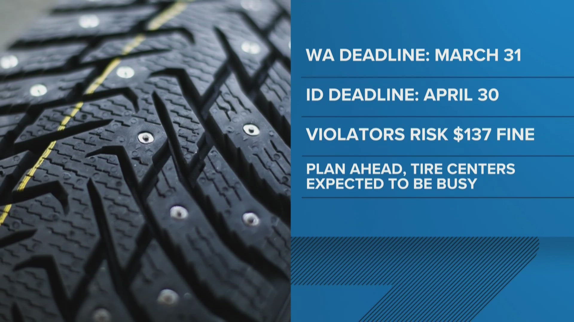 Be sure to take those tires off to avoid a fine.