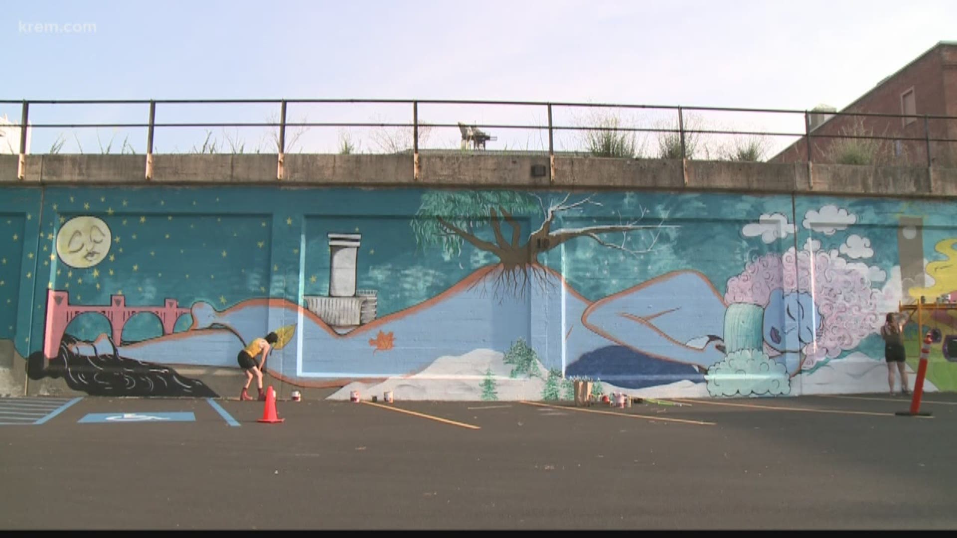 KREM Repoter Alexa Block met with artists Susan Webber and Shelby Allison  to speak about their mural work around Spokane, including one on First Street.