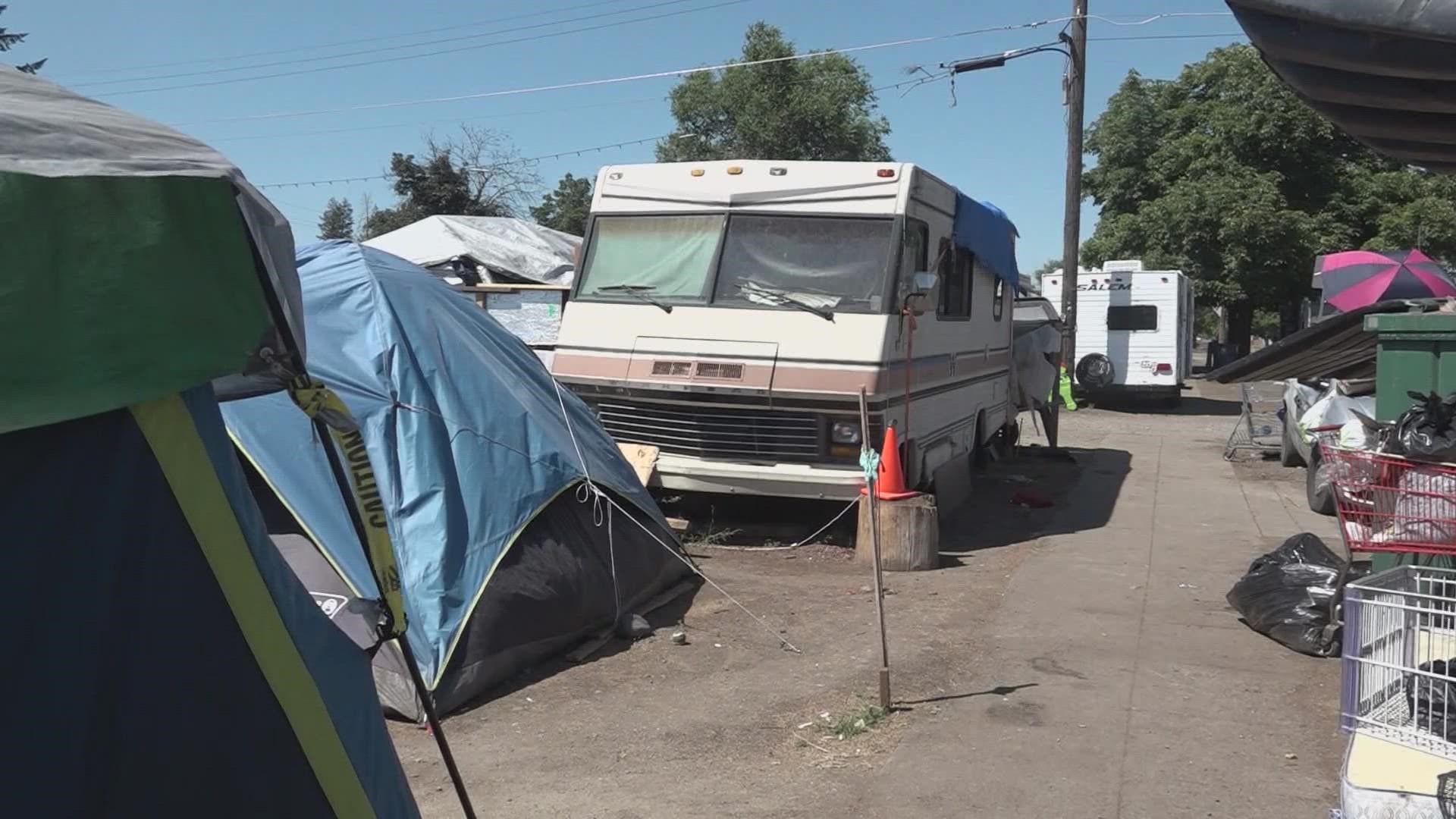 Couples at the camp say they don't want to be at a shelter if they can't be together.