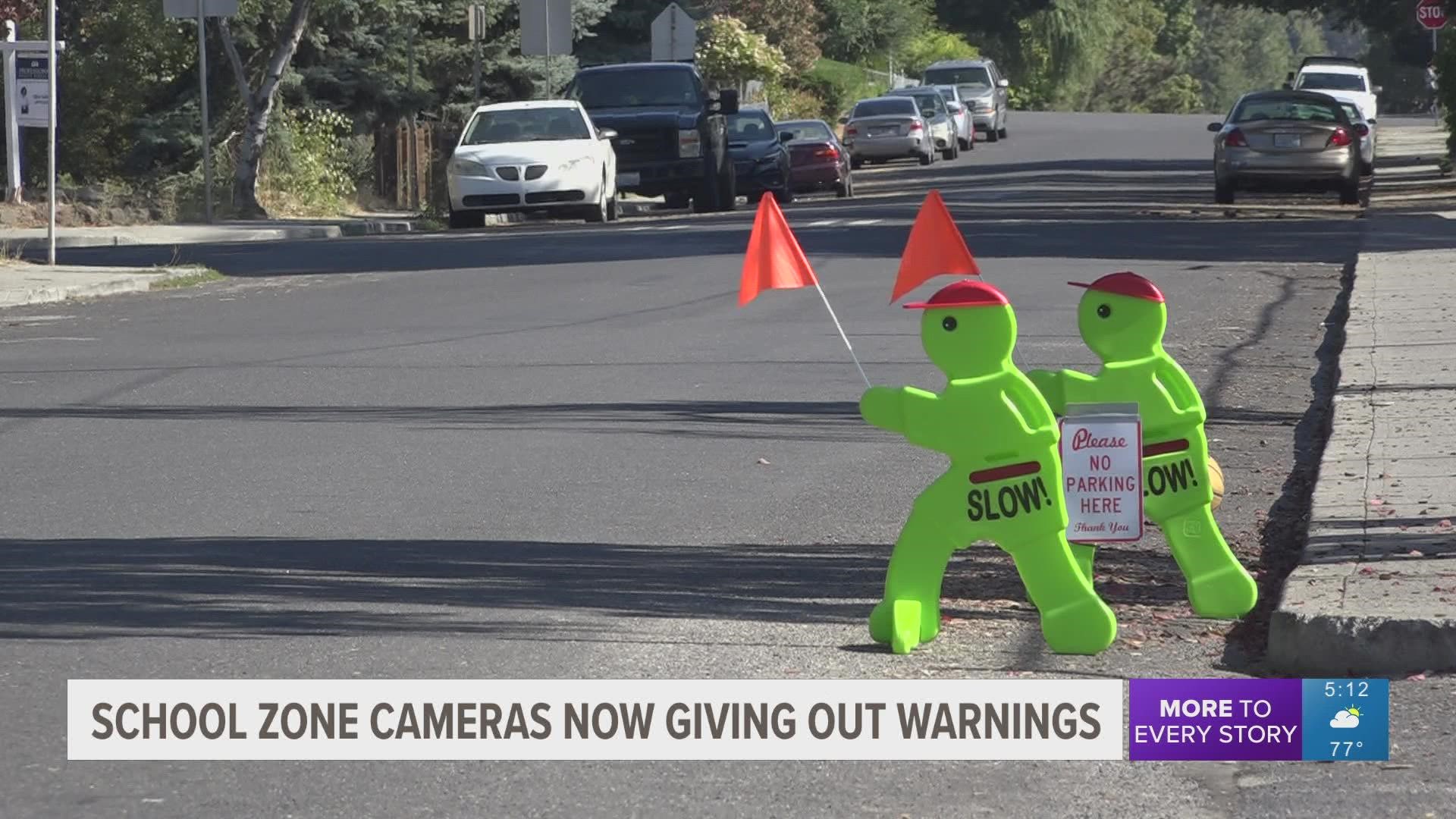 Three new school zone cameras on the South Hill will start sending out warnings on Monday to drivers caught speeding.