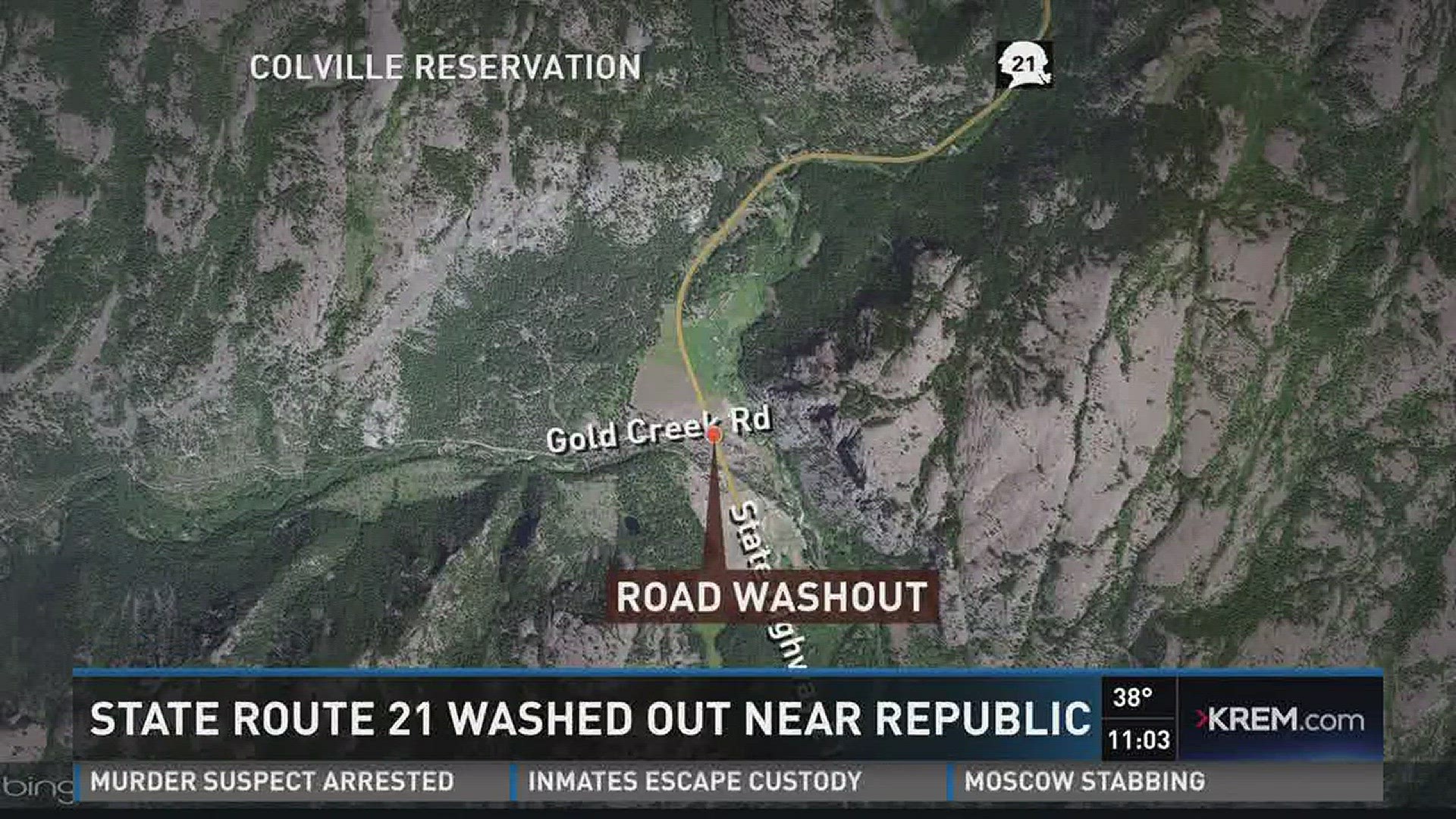 Hwy 21 closed S. of Republic after road washout