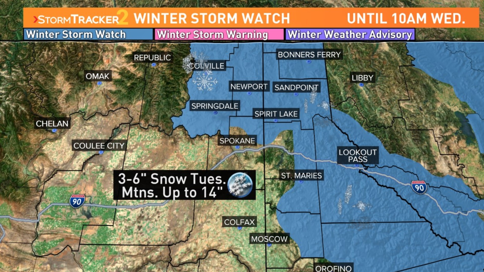 Spokane weather forecast Snow moving in for New Year's Eve