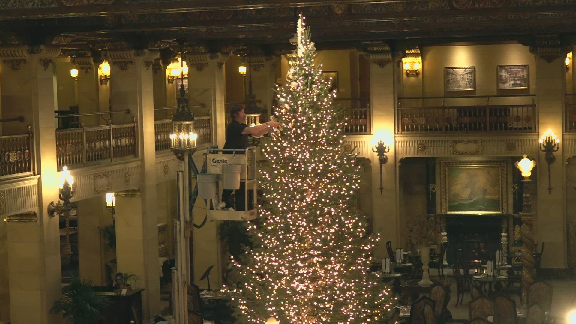 More than 100,000 people are expected to visit the Davenport Historic Hotel, with the main attraction being its Christmas trees, provided by a Hayden nursery.