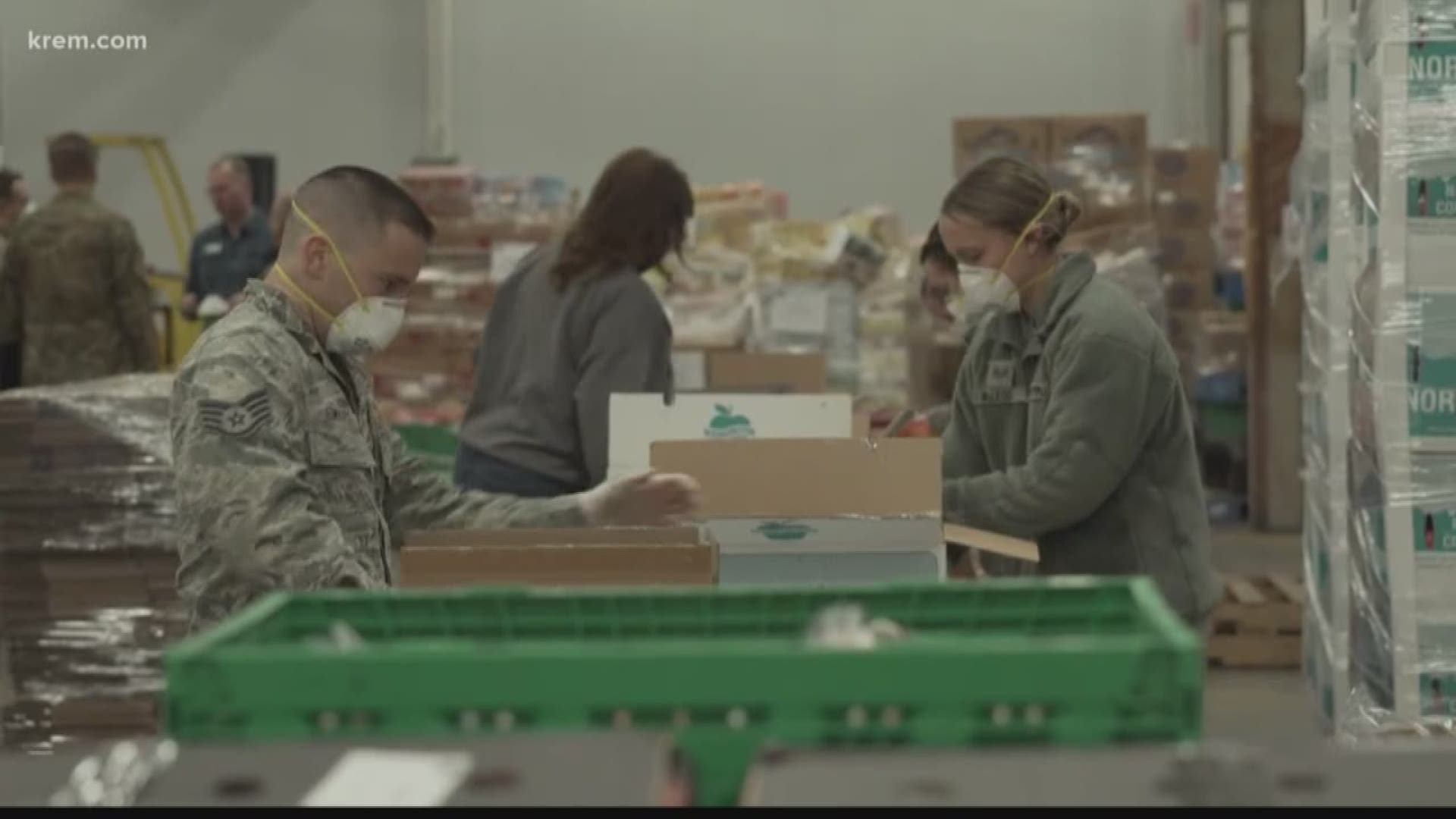 Second Harvest Inland Northwest’s number of volunteers took a hit during the coronavirus crisis, so members of the National Guard stepped in to help.