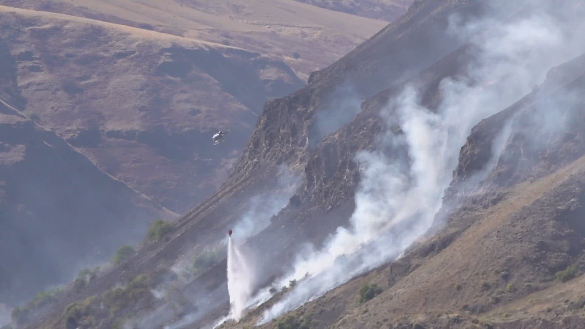 Whitman County Emergency Management says the fire was sparked by lightning during Wednesday's storm. It is burning 4,000 acres. State assistance has been mobilized.