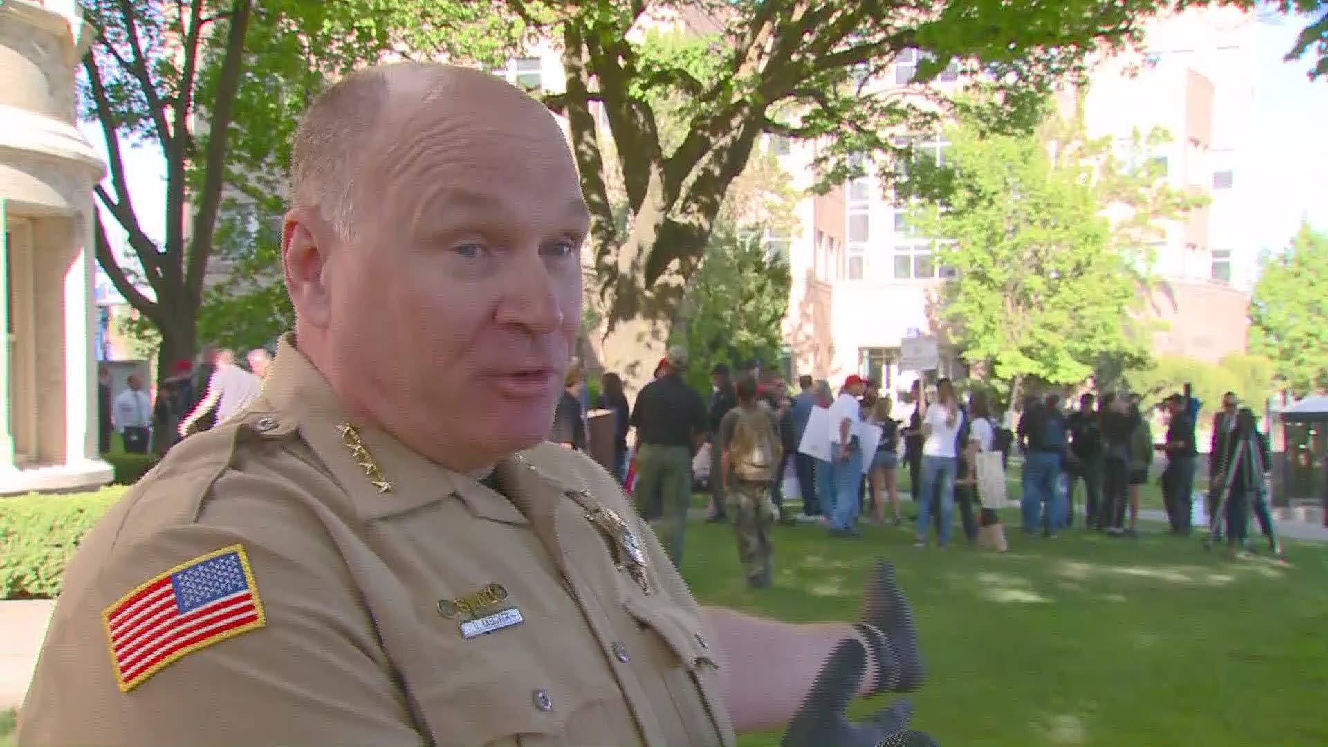 Spokane County Sheriff Ozzie Knezovich spoke to KREM's Casey Decker about the protest against the stay-home order and his thoughts about the extension of the order.