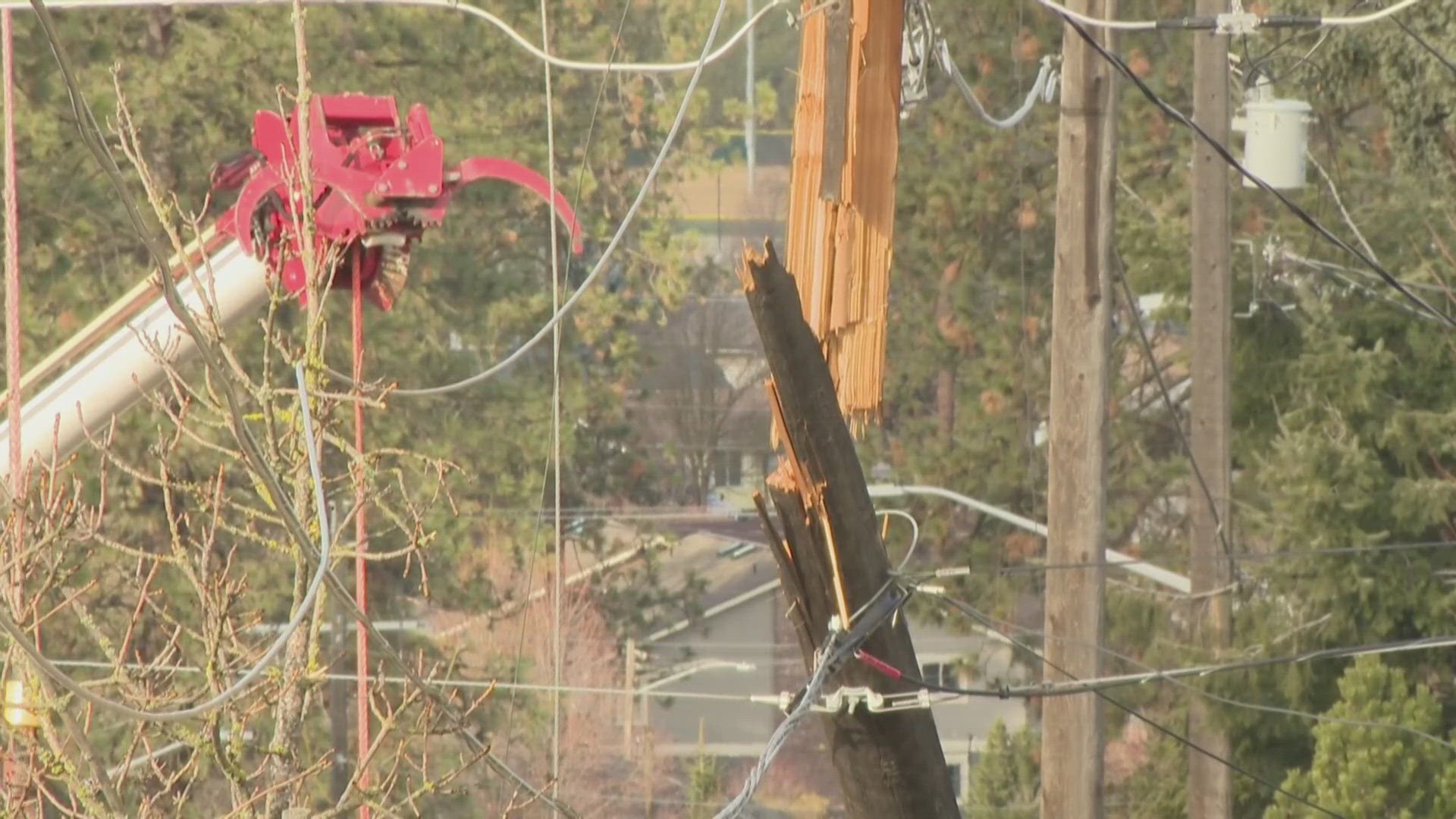 Car crashes into power pole in northwest Spokane | krem.com