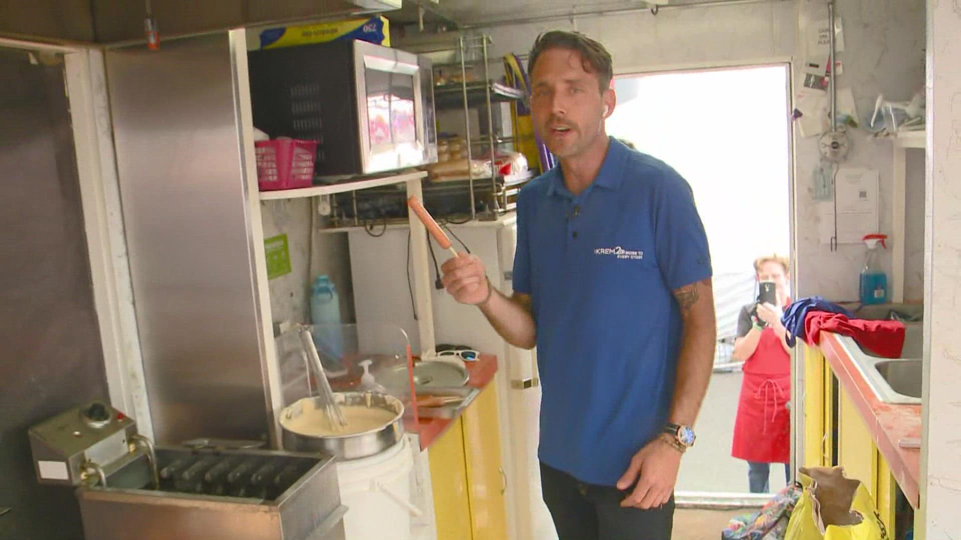 Our KREM 2 News Meteorologist Jeremy LaGoo's went inside a Corndogs' stand at the Spokane Intestate Fair. The booth is across from Spin Art on the North East corner