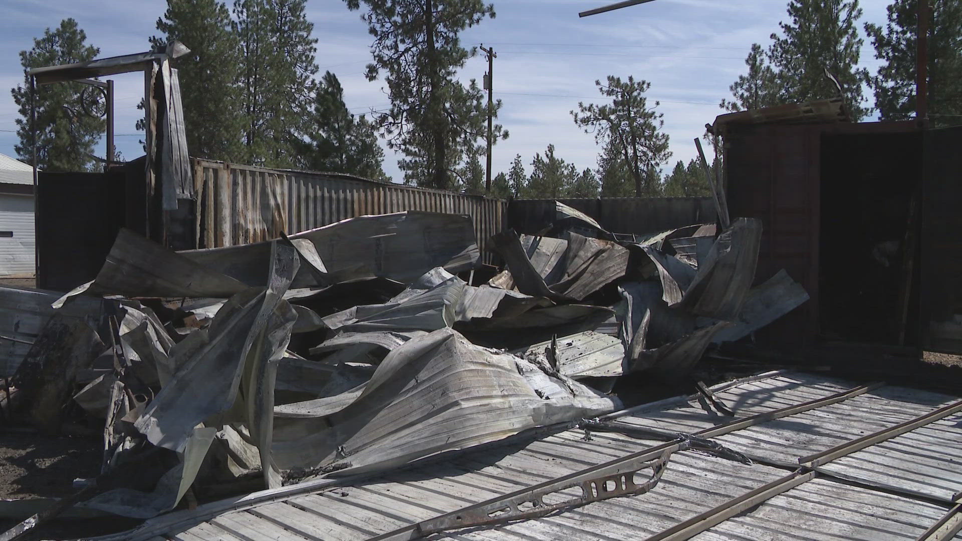 Overnight, a shop caught fire. It's the same business that has been helping pick up after loss from wildfires.