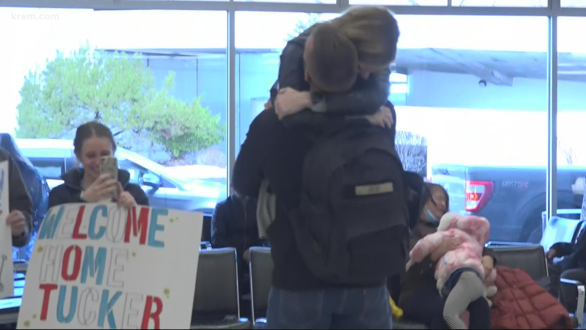 Spokane airport was full of smiles and hugs Thursday morning as families reunited with their loved ones for Christmas Eve holidays.