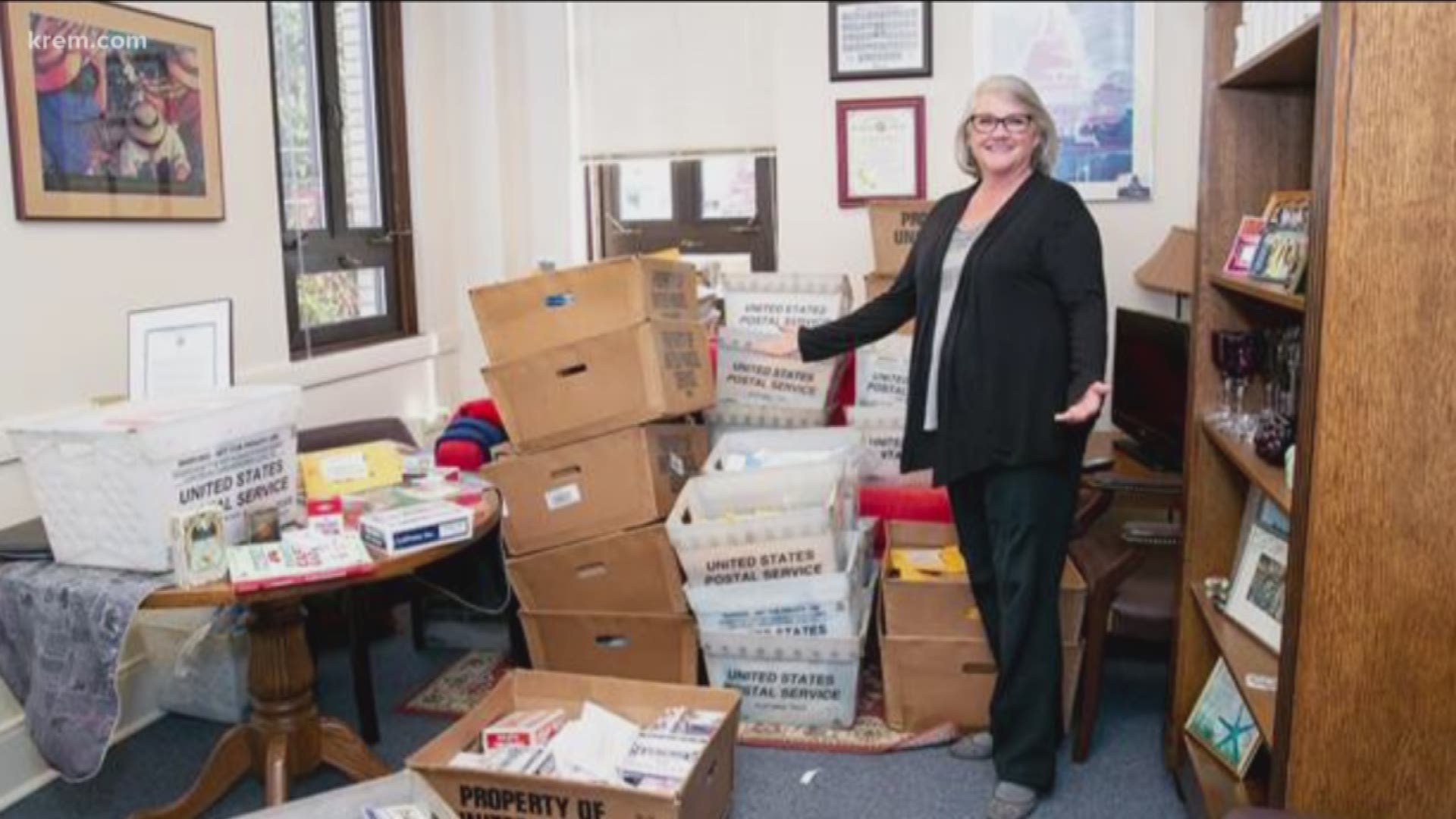 In a press release on Wednesday, the state senator took a photo next to mail bins full of decks of playing cards. She said she will donate the decks.