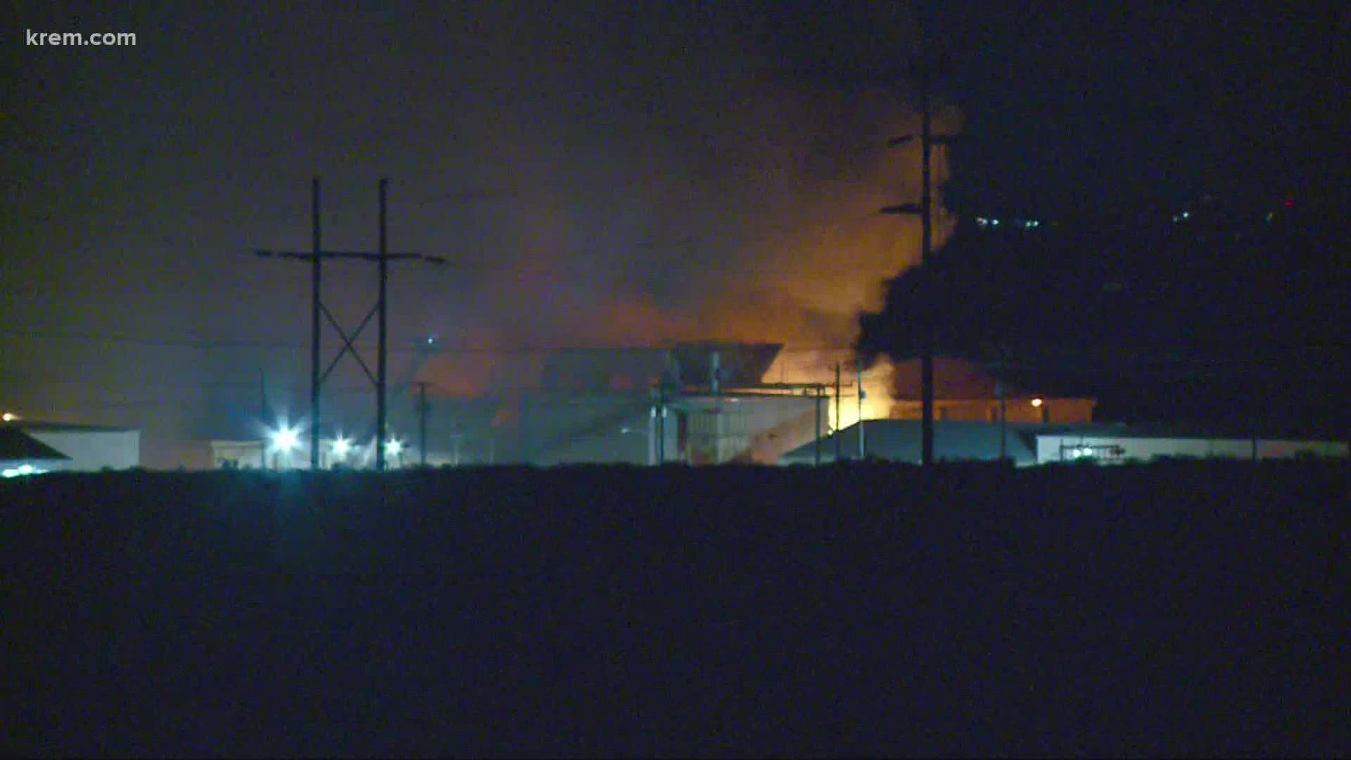 Evacuations reduced to Level 1 early Friday morning after a fire started Thursday evening