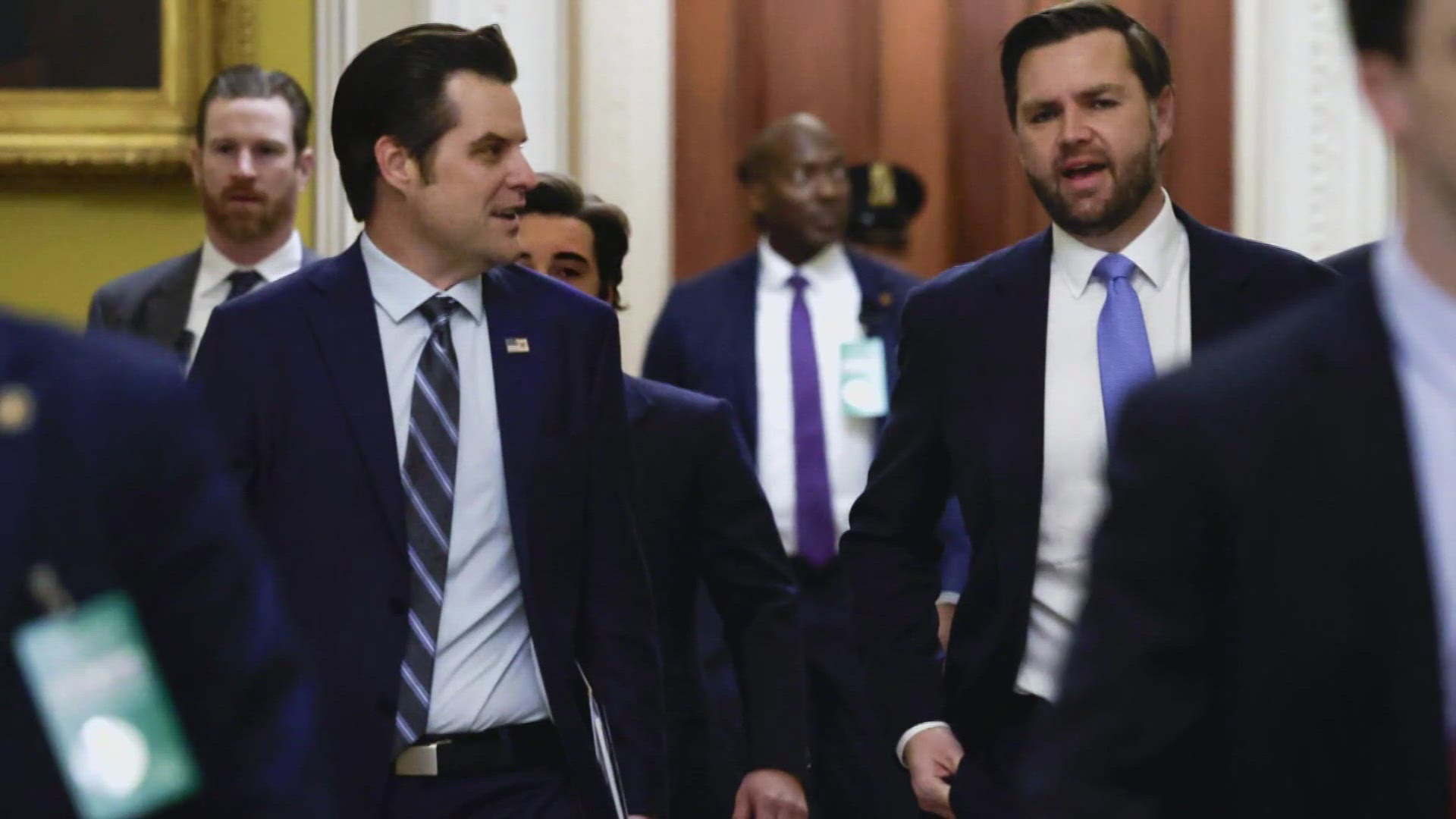 President-elect Donald Trump's pick for Attorney General, Matt Gaetz, and JD Vance met with the GOP senators who will be crucial to his confirmation.