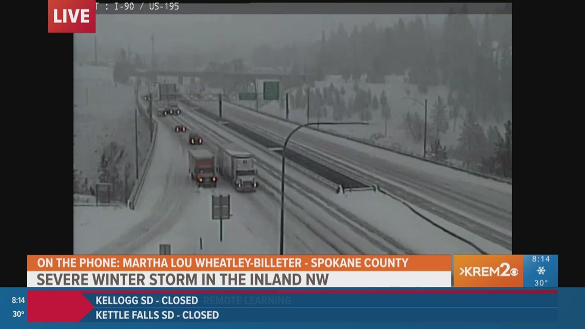 Spokane County cautions drivers as winter storm hits the inland