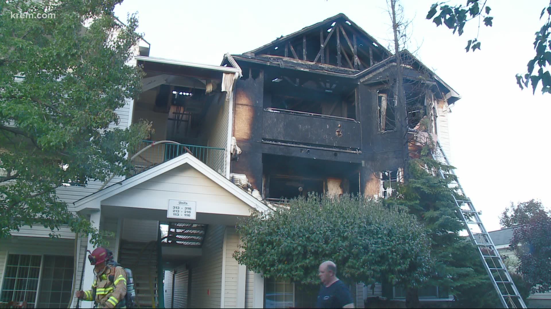 The fire burned two units and damaged six others.